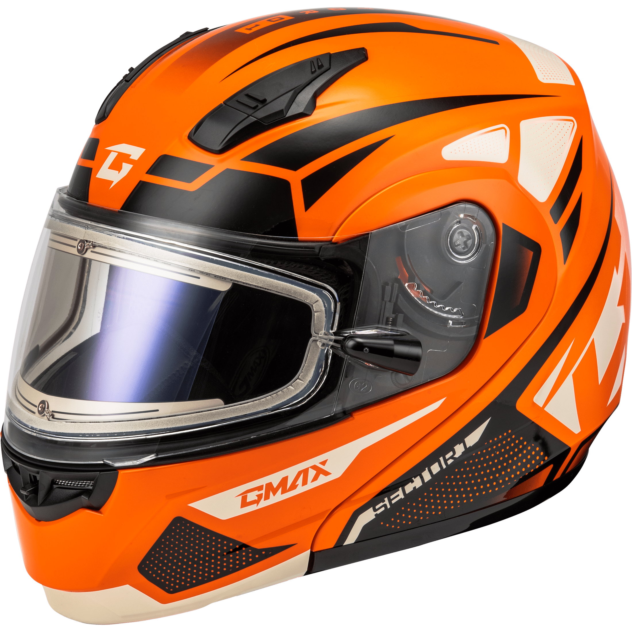 GMAX MD-04S SECTOR SNOW HELMET W/ ELECTRIC SHIELD ORANGE/BLK LG