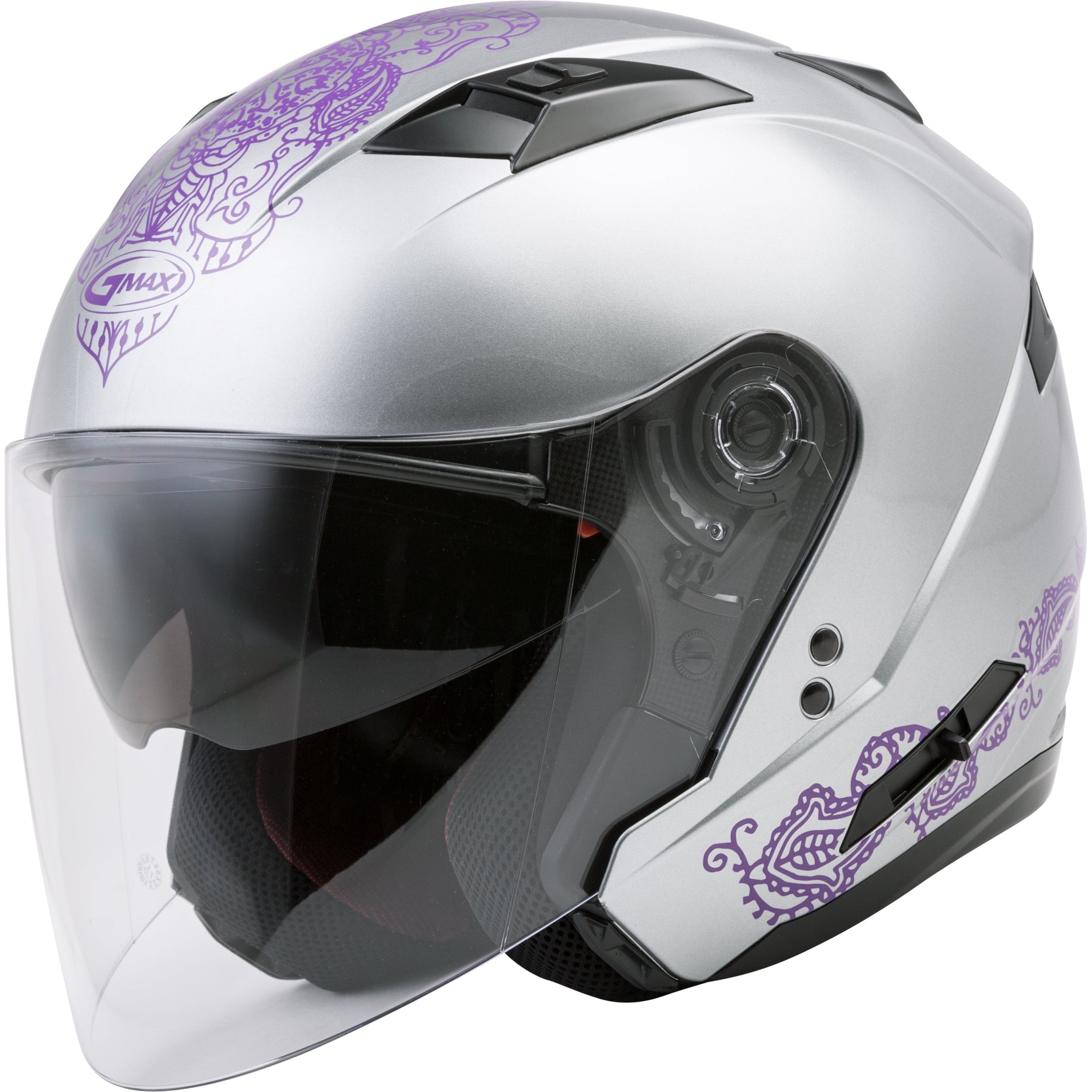 GMAX OF-77 OPEN-FACE ETERNAL HELMET SILVER/VIOLET XS