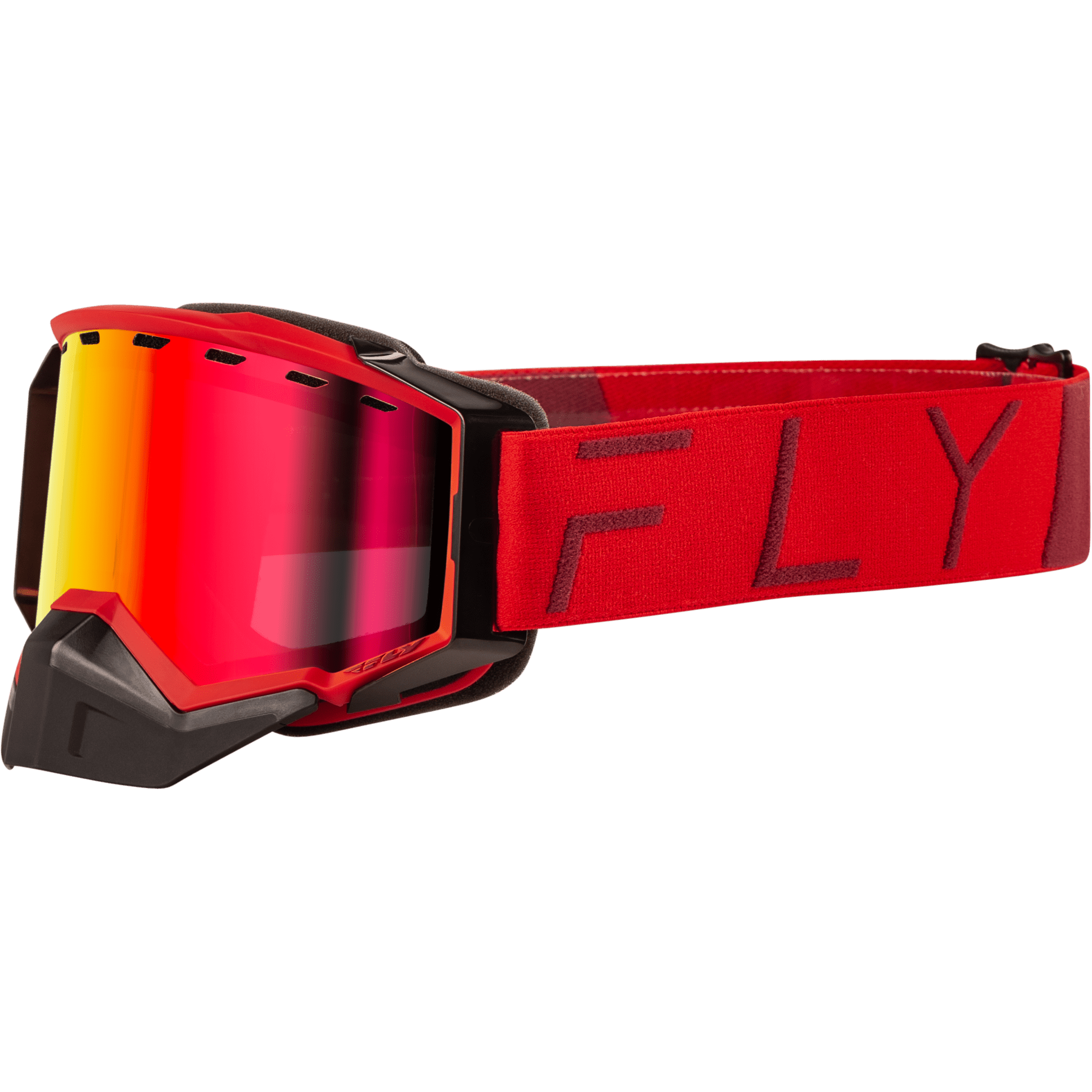 FLY RACING ZONE PRO SNOW GOGGLE RED W/ RED MIRROR/PLRZD SMOKE LENS