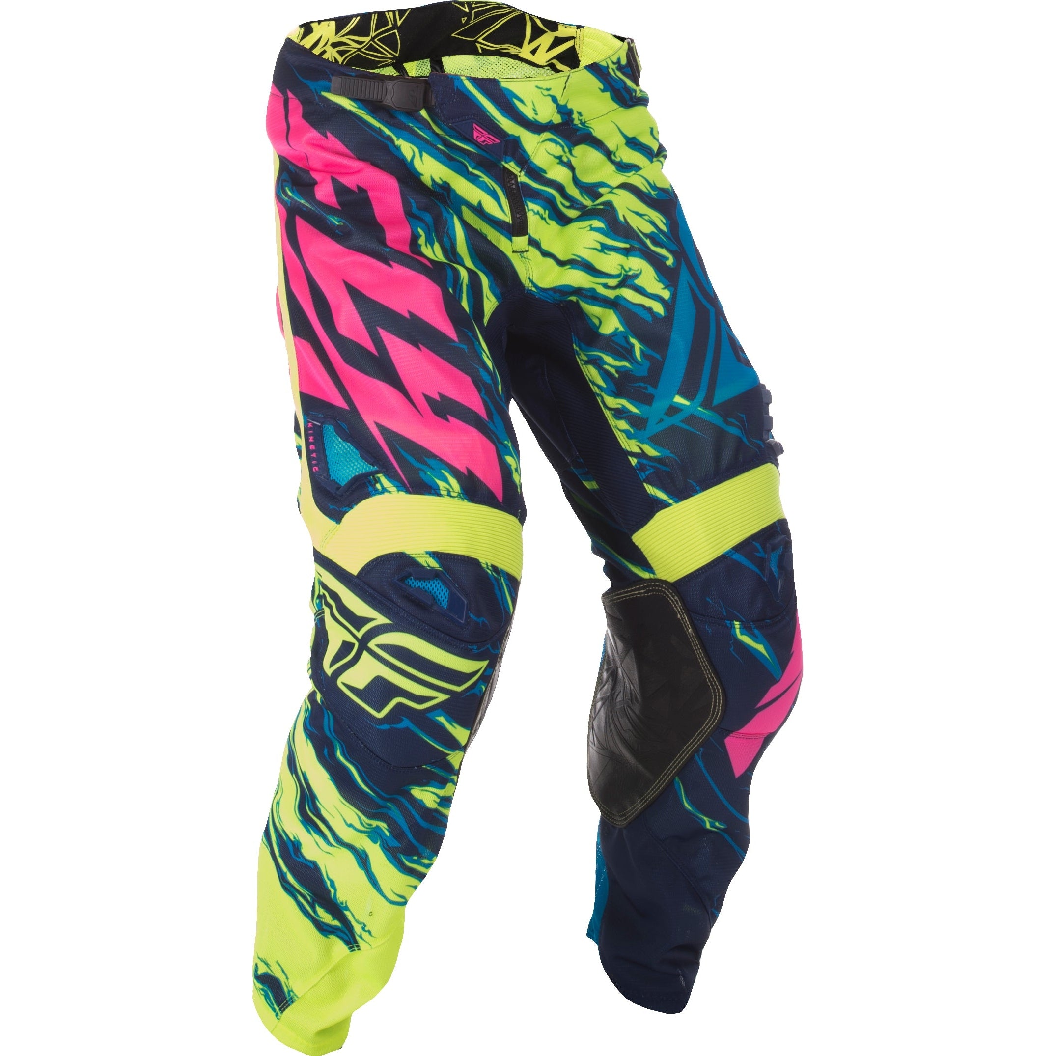 FLY RACING KINETIC MESH PANTS HI-VIS/BLUE/PINK SZ 40