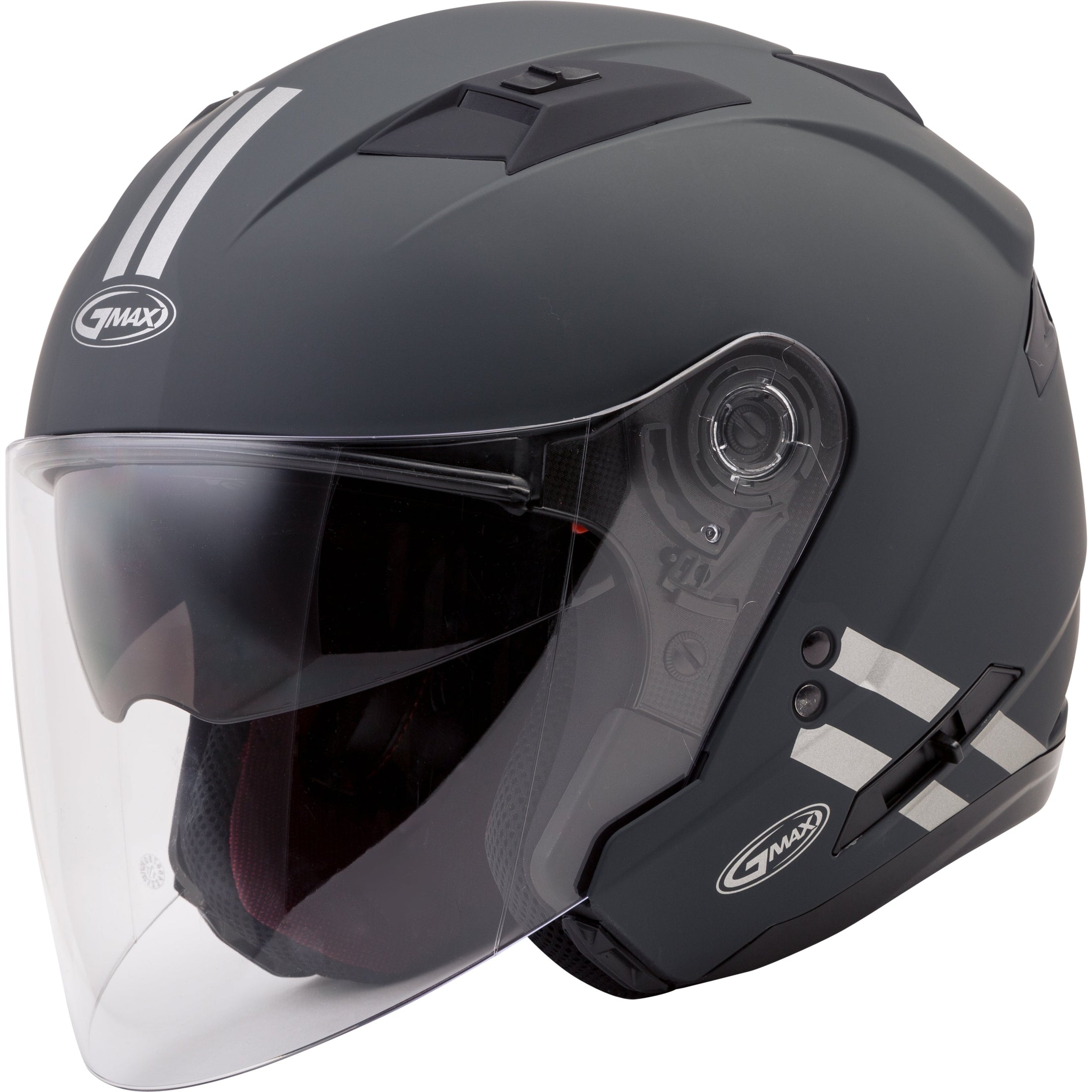 GMAX OF-77 OPEN-FACE DOWNEY HELMET MATTE GREY/SILVER XL