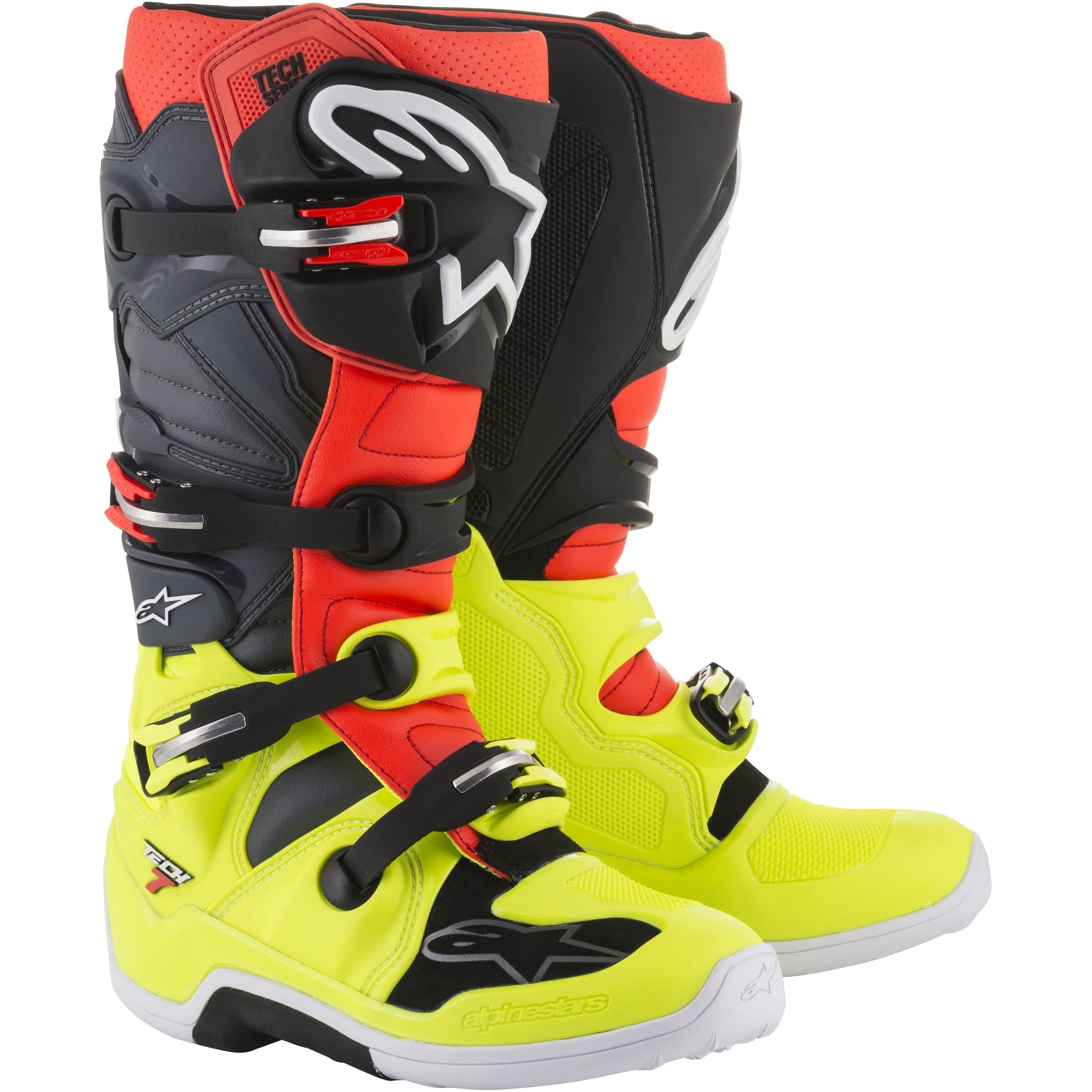 ALPINESTARS TECH 7 BOOTS YELLOW/RED/GREY SZ 11