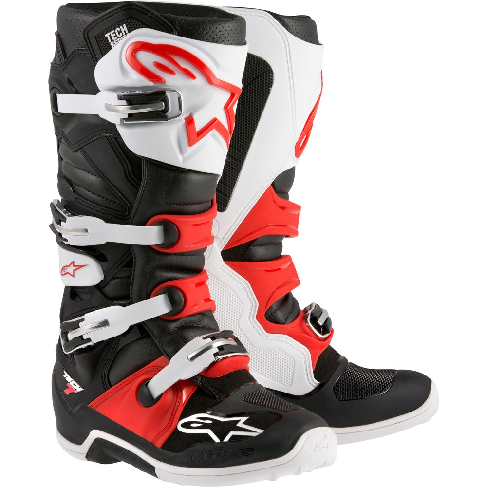 ALPINESTARS TECH 7 BOOTS BLACK/WHITE/RED SZ 06