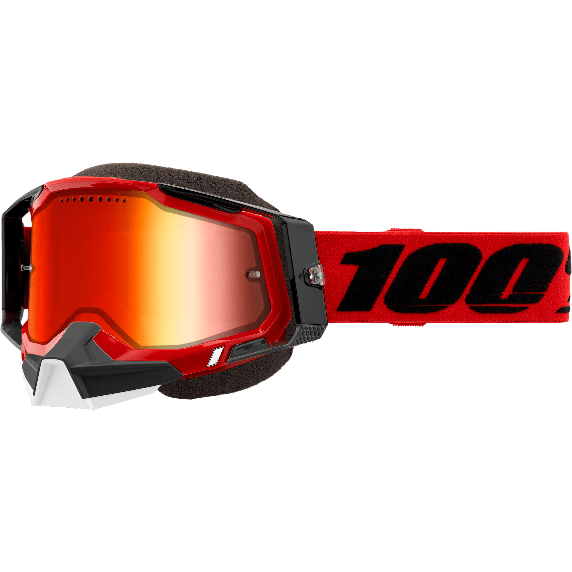 100-PERCENT RACECRAFT 2 SNOWMOBILE GOGGLE RED MIRROR RED LENS