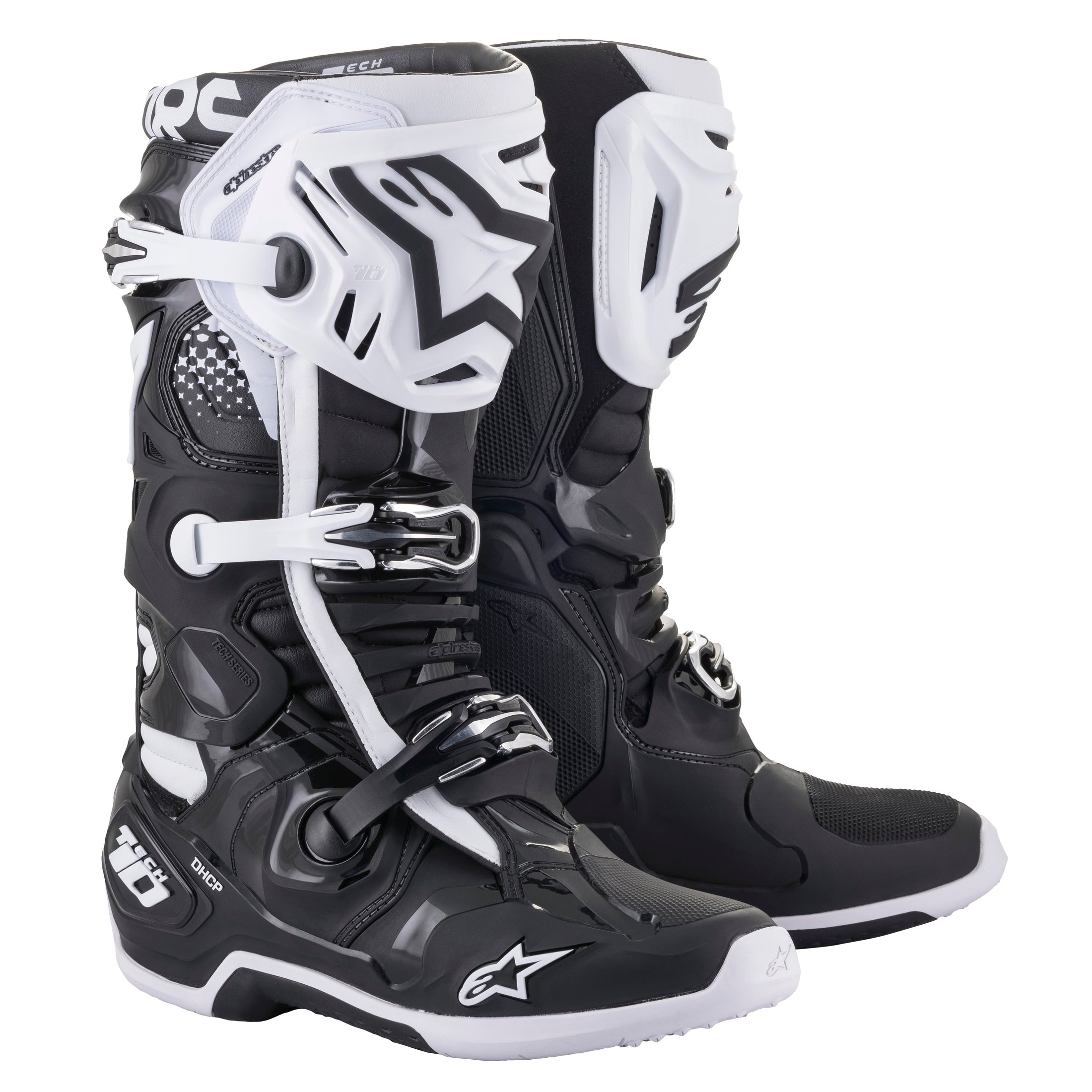 ALPINESTARS TECH 10 BOOTS BLACK/WHITE SZ 09