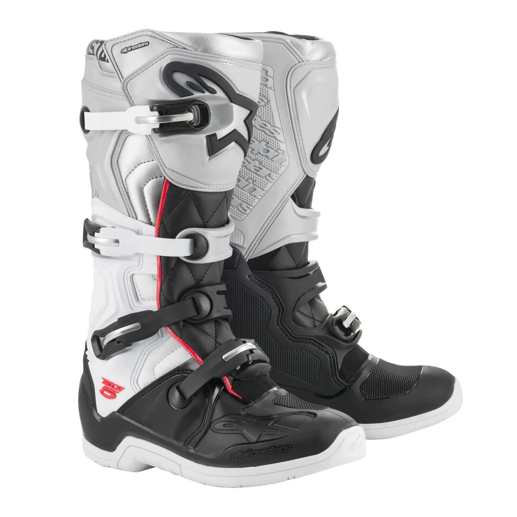 ALPINESTARS TECH 5 VICTORY 19 BOOTS BLACK/WHITE/SILVER SZ 12
