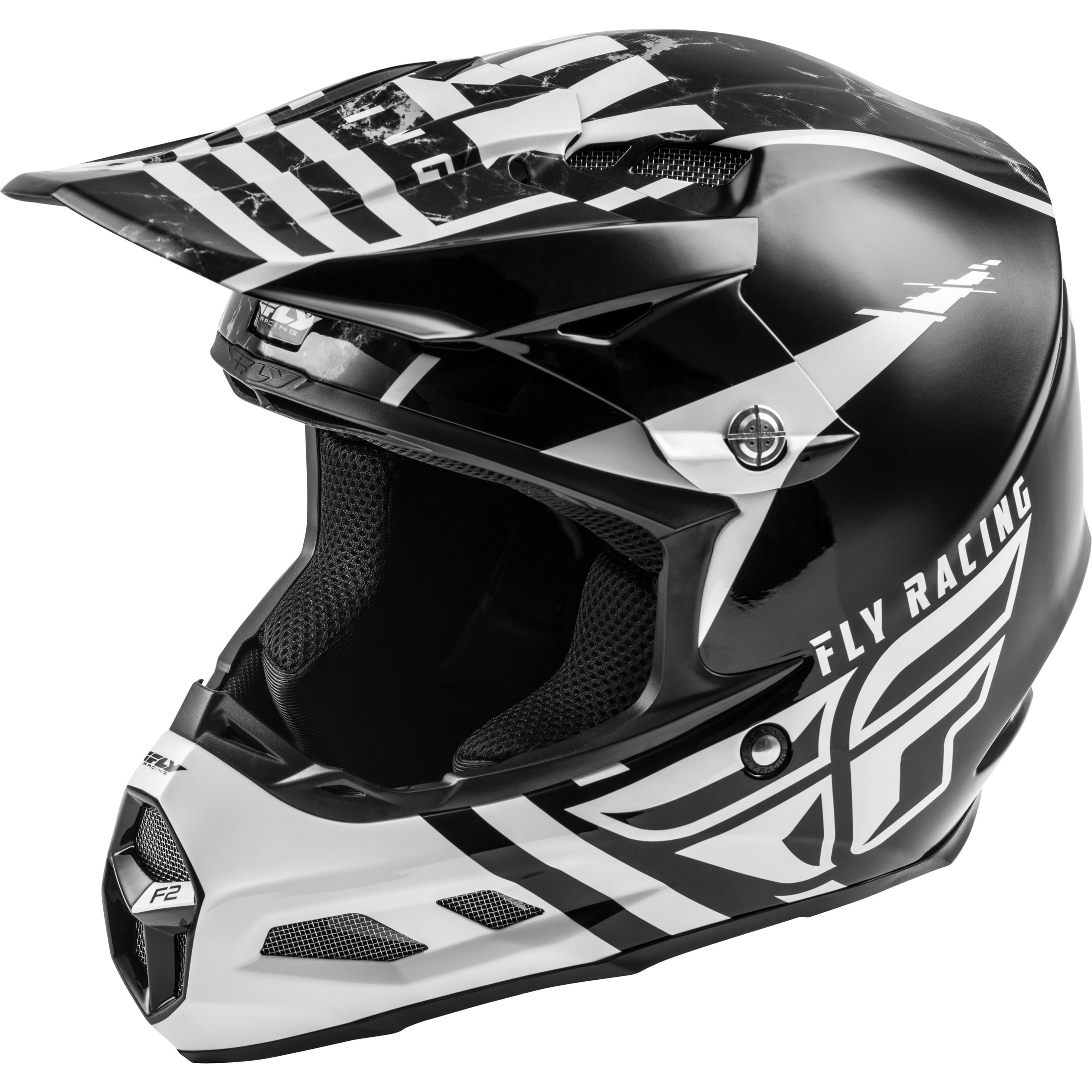 FLY RACING F2 CARBON GRANITE HELMET WHITE/BLACK/GREY XL