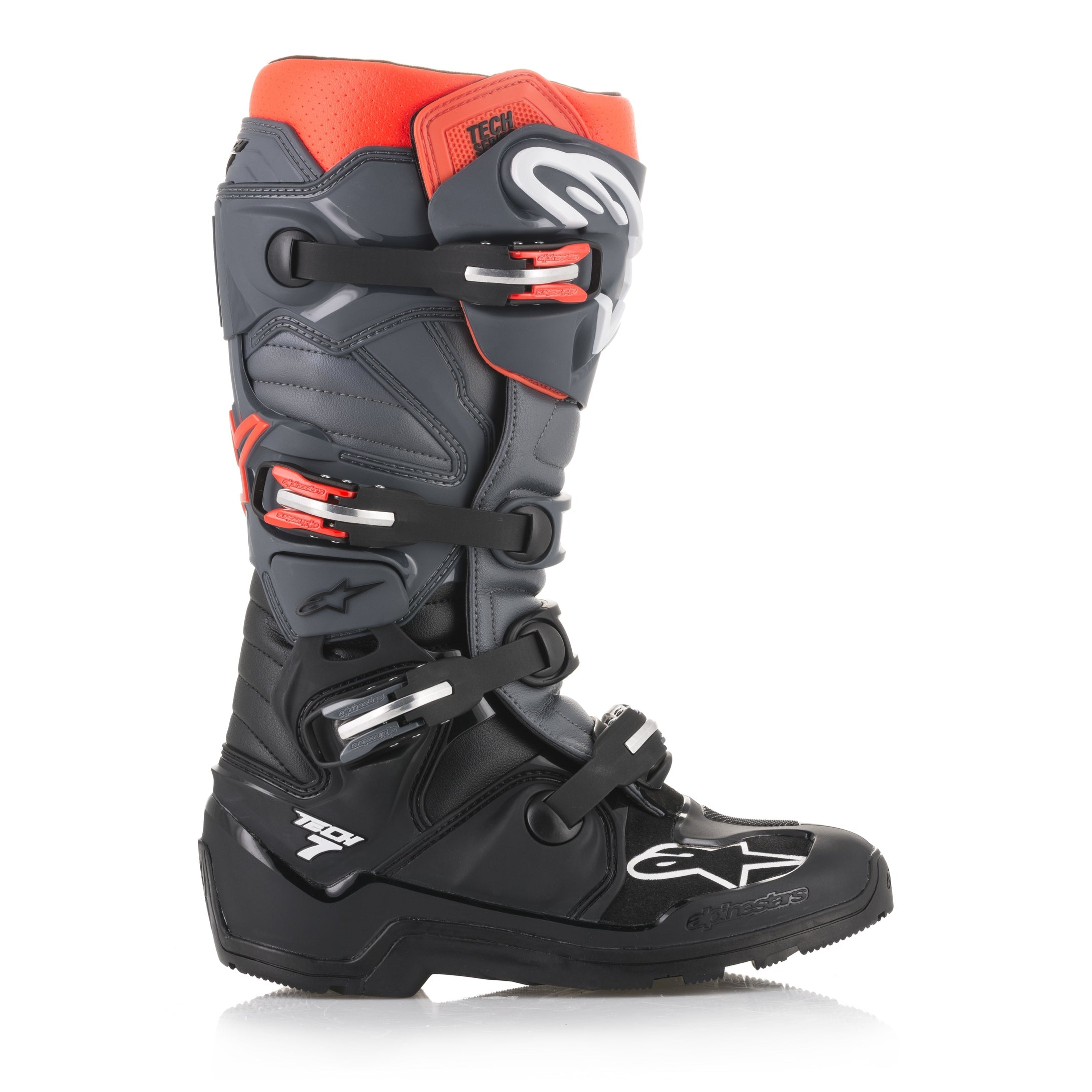 ALPINESTARS TECH 7 ENDURO BOOTS BLACK/GREY/RED SZ 12