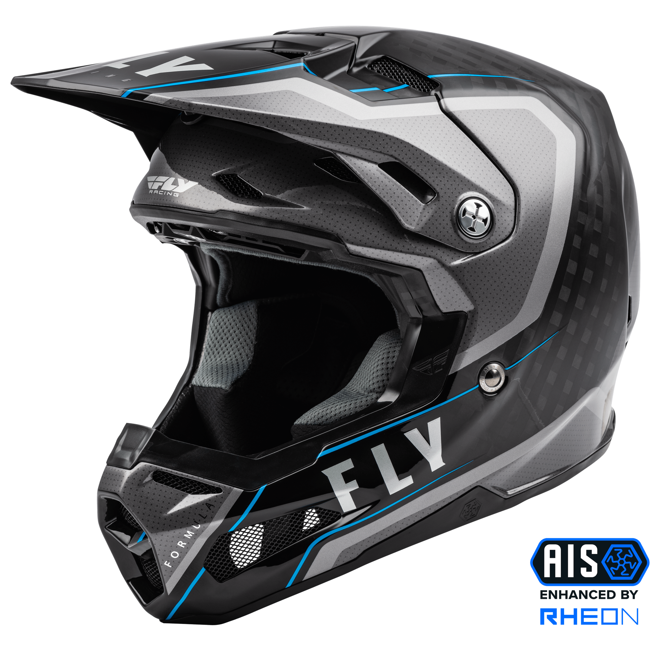 FLY RACING FORMULA CARBON AXON HELMET BLACK/GREY/BLUE LG
