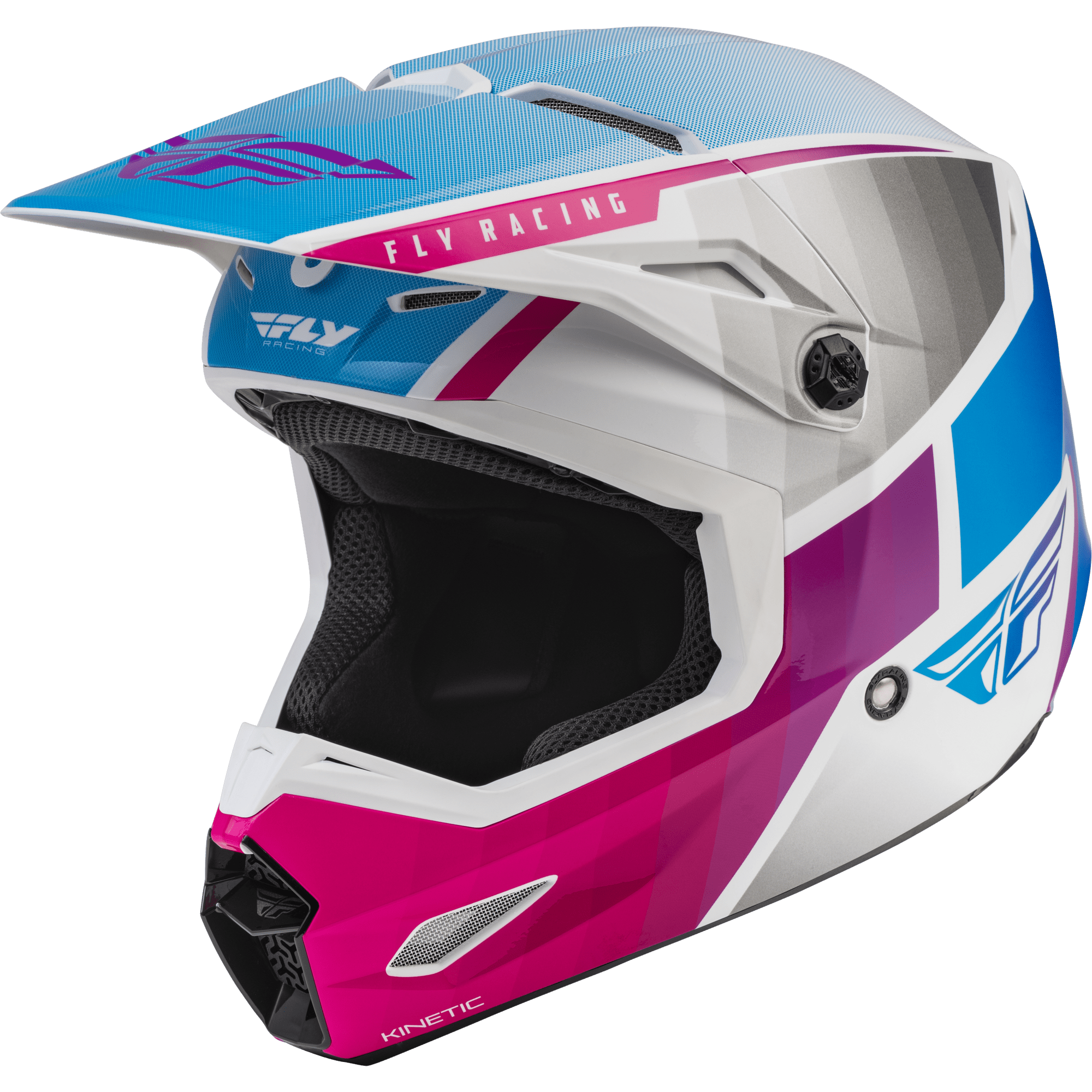 FLY RACING KINETIC DRIFT HELMET PINK/WHITE/BLUE SM