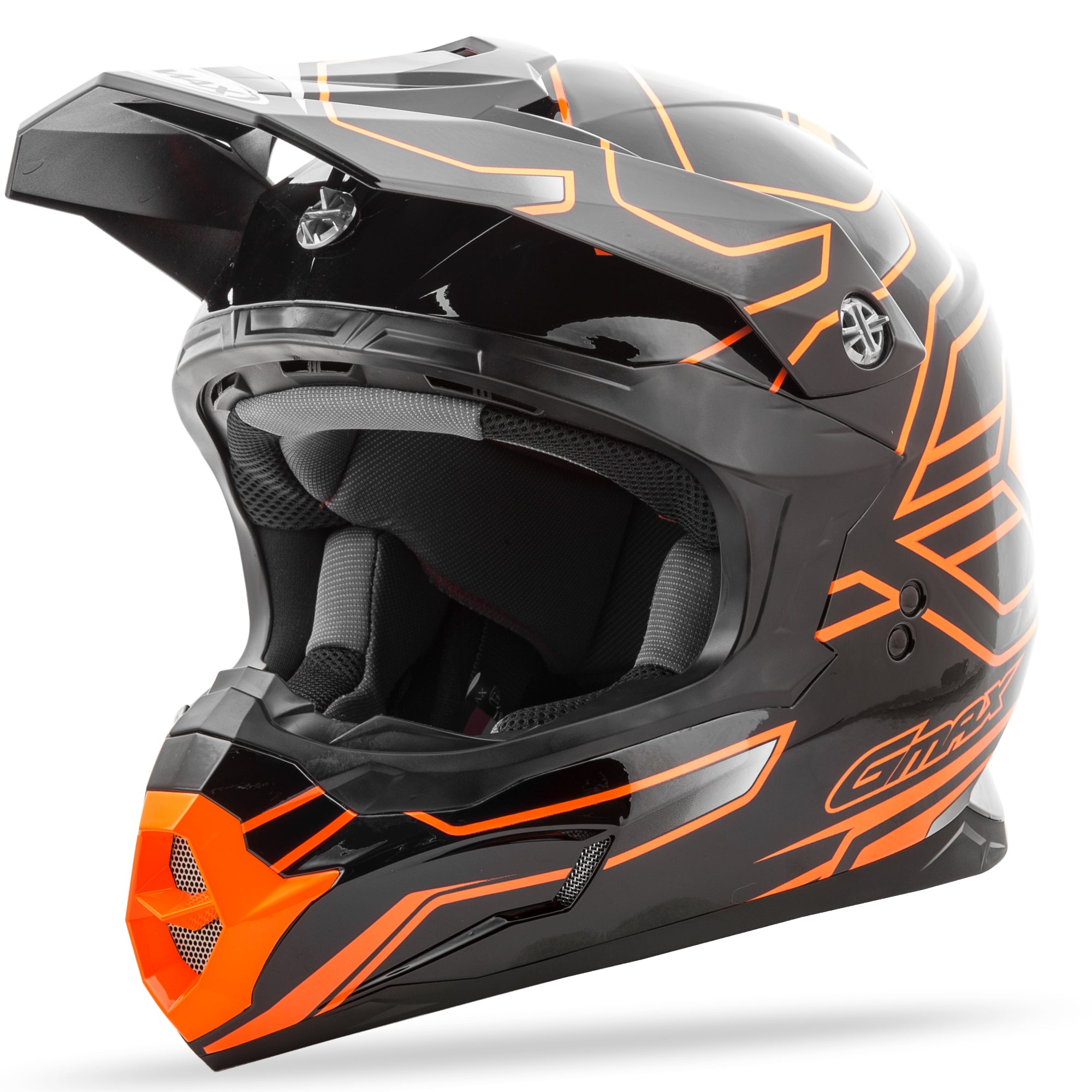 GMAX MX-86 OFF-ROAD STEP HELMET BLACK/HI-VIS ORANGE XS