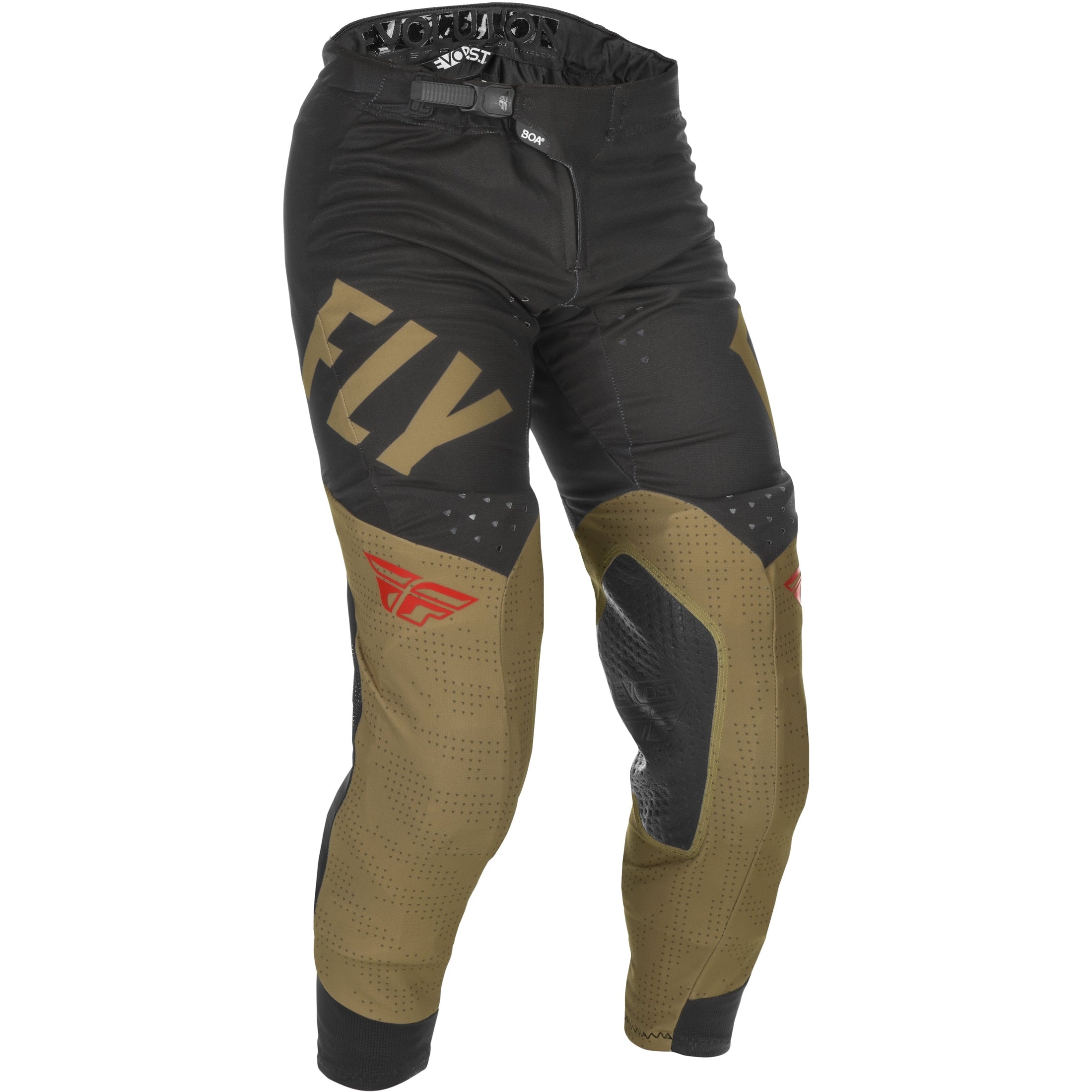FLY RACING EVOLUTION DST PANTS KHAKI/BLACK/RED SZ 28