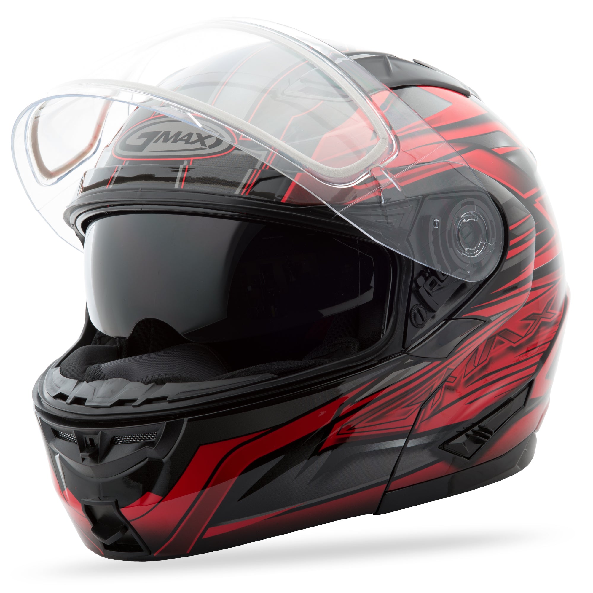 GMAX GM-64S MODULAR CARBIDE SNOW HELMET BLACK/RED SM
