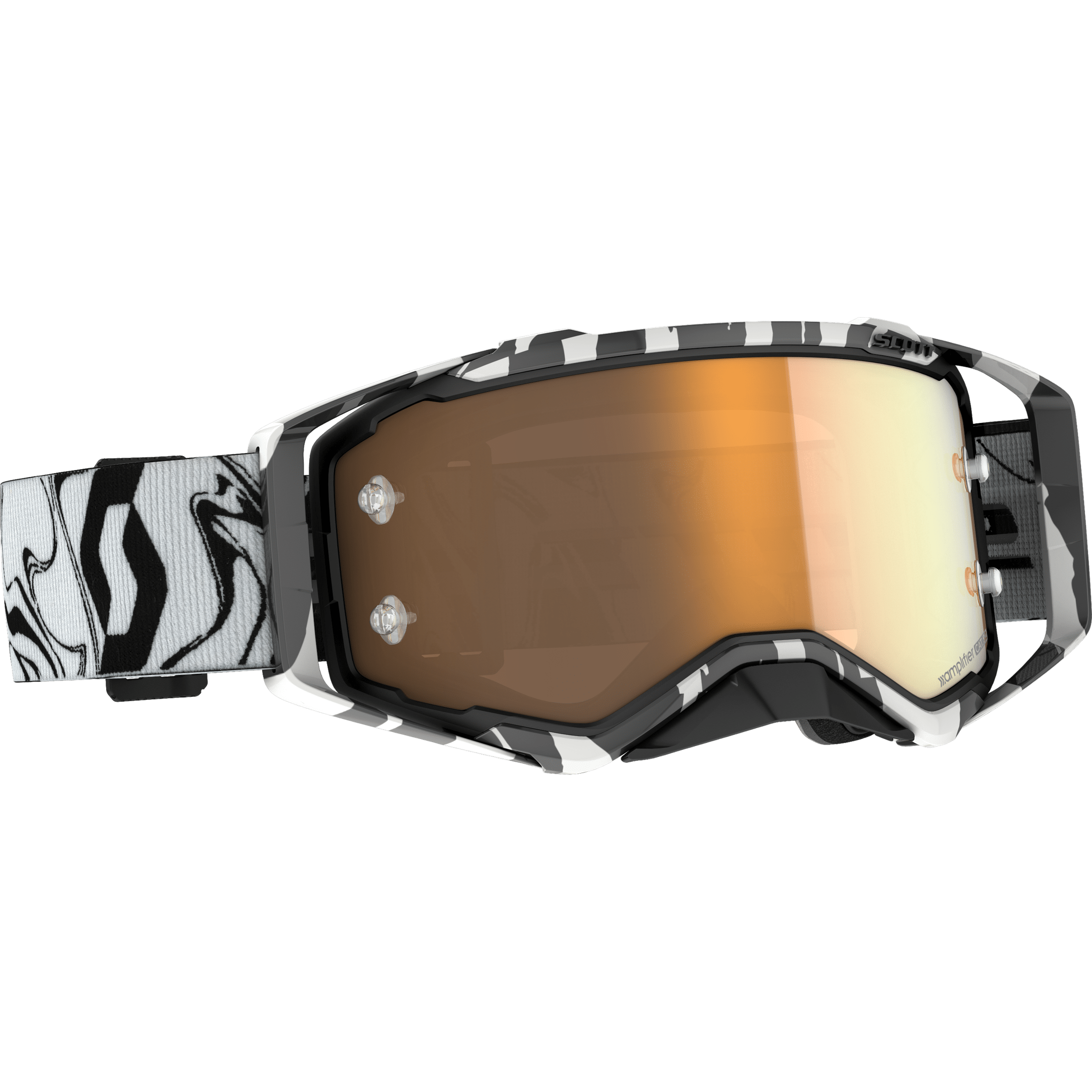 SCOTT PROSPECT GOGGLE MRBL BLK/ WHT W/GOLD CHROME AMP WORKS