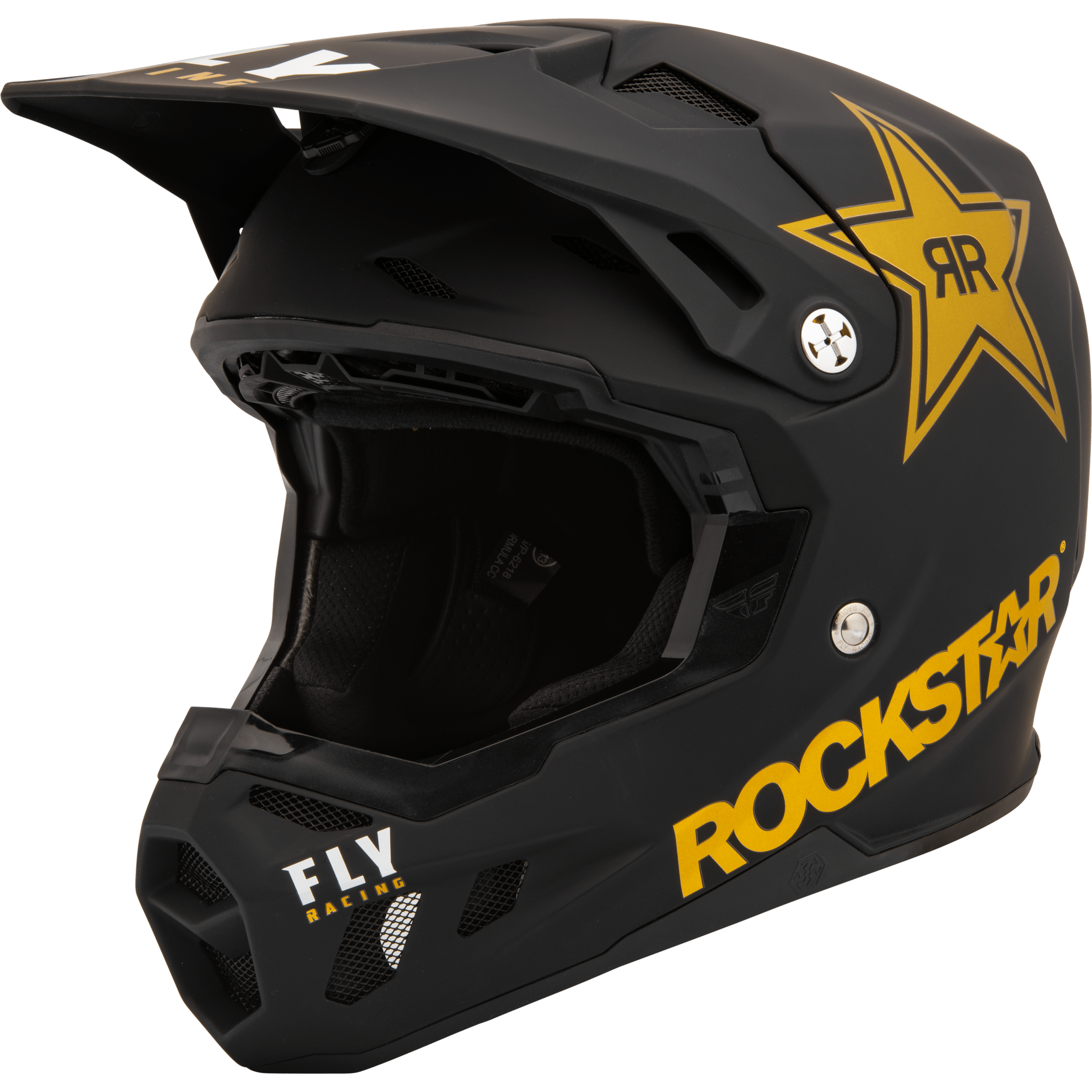 FLY RACING FORMULA CC ROCKSTAR HELMET MATTE BLACK/GOLD MD