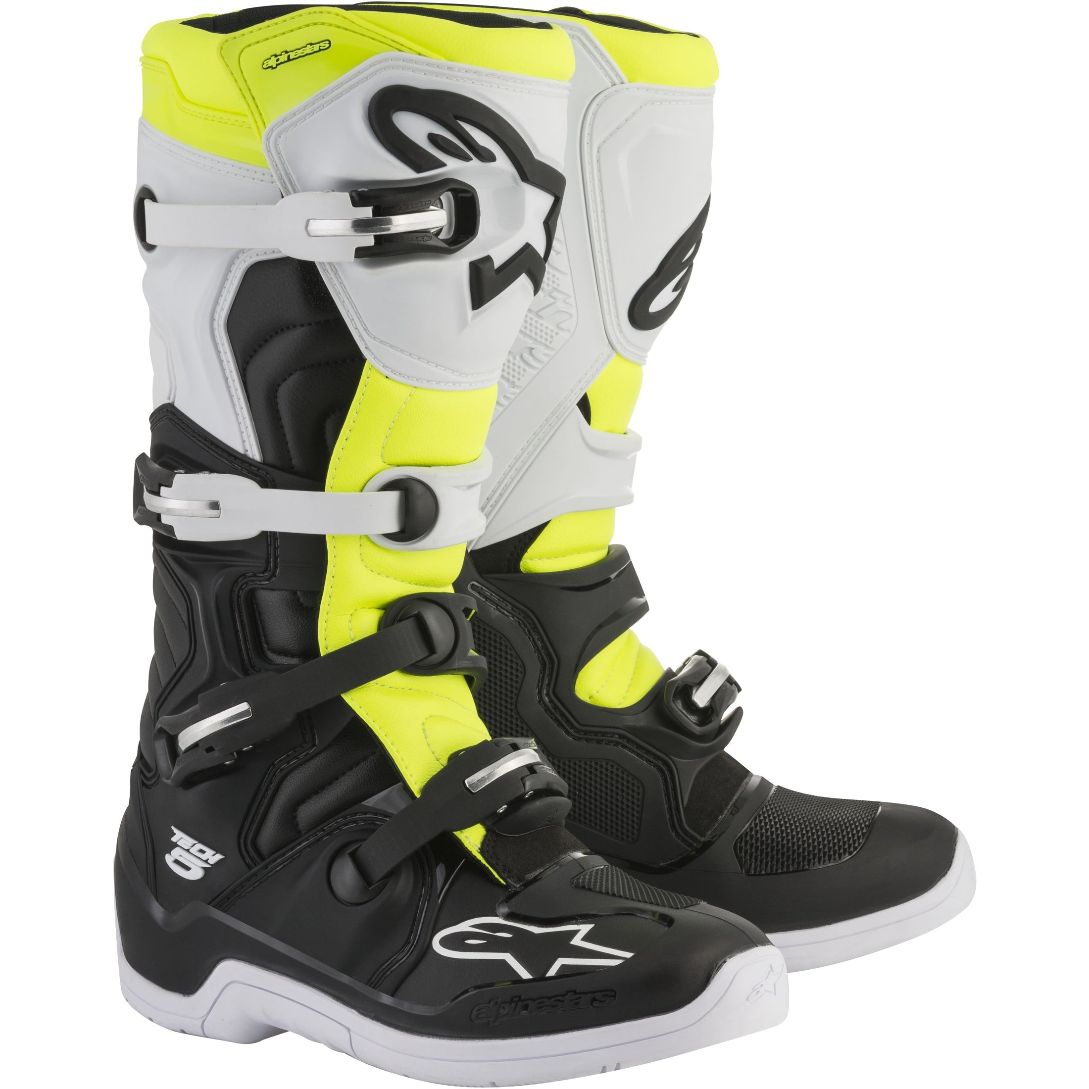 ALPINESTARS TECH 5 BOOTS BLACK/WHITE/YELLOW SZ 14