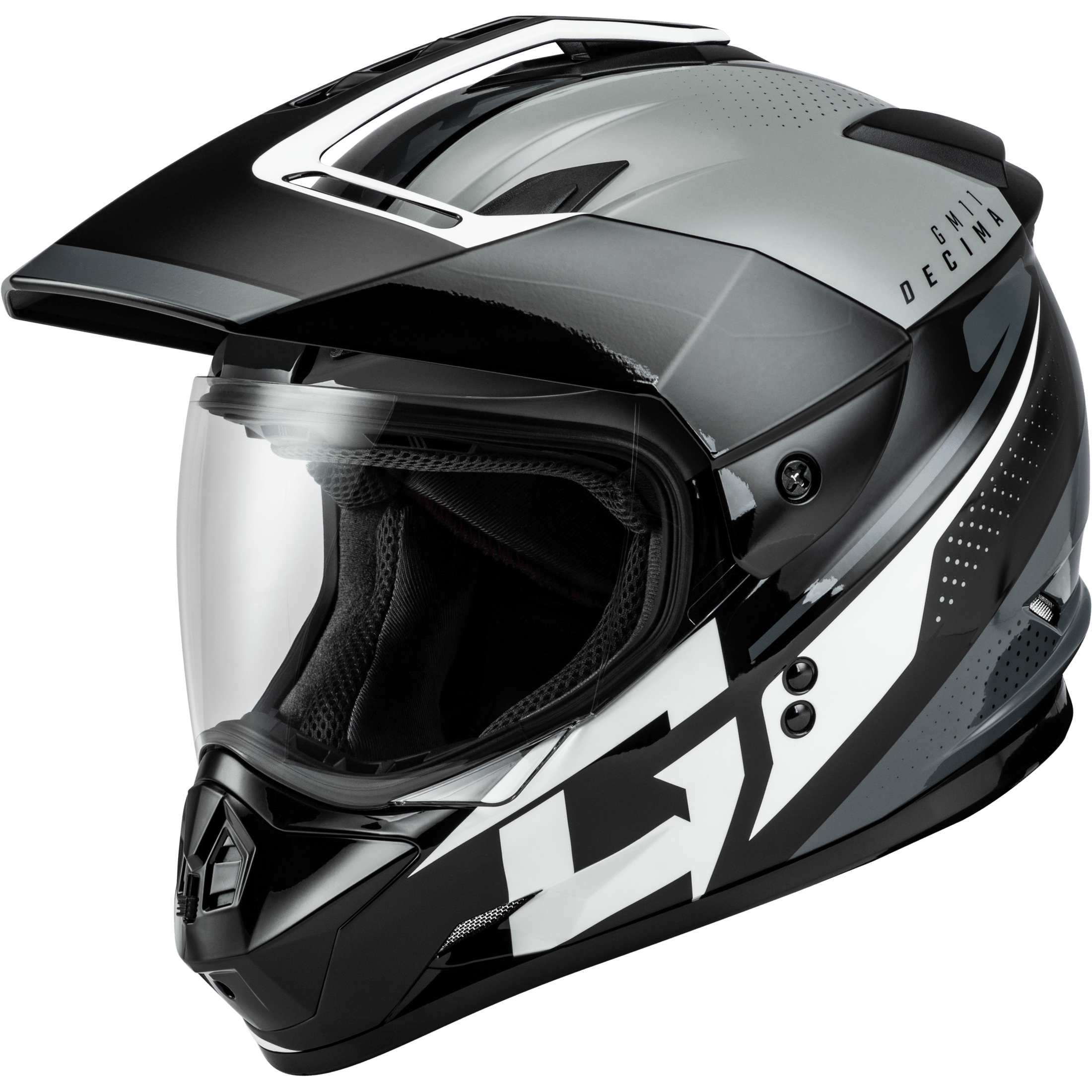 GMAX GM-11 DECIMA HELMET BLACK/GREY/WHITE 2X