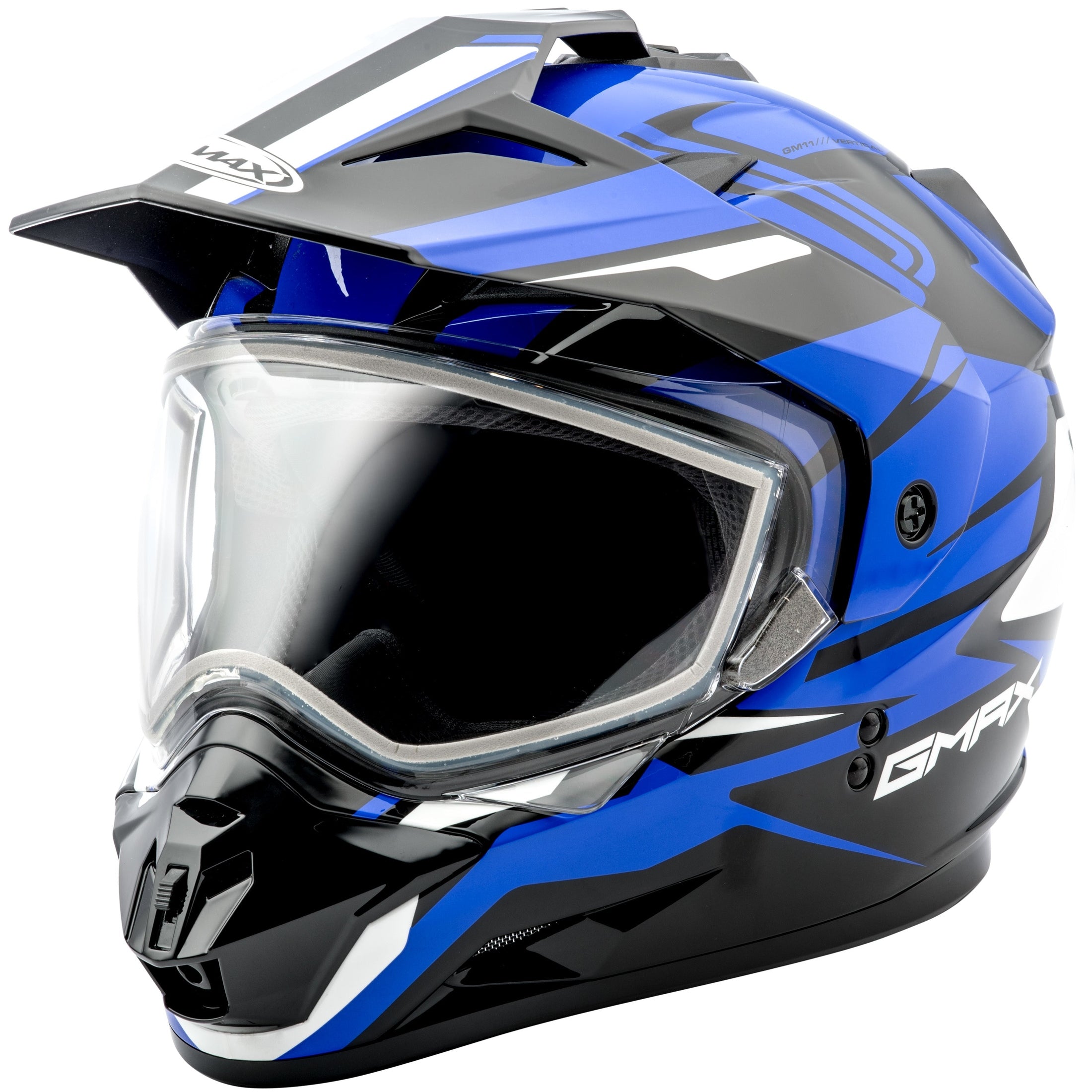 GMAX GM-11S DUAL-SPORT VERTICAL SNOW HELMET BLACK/BLUE SM
