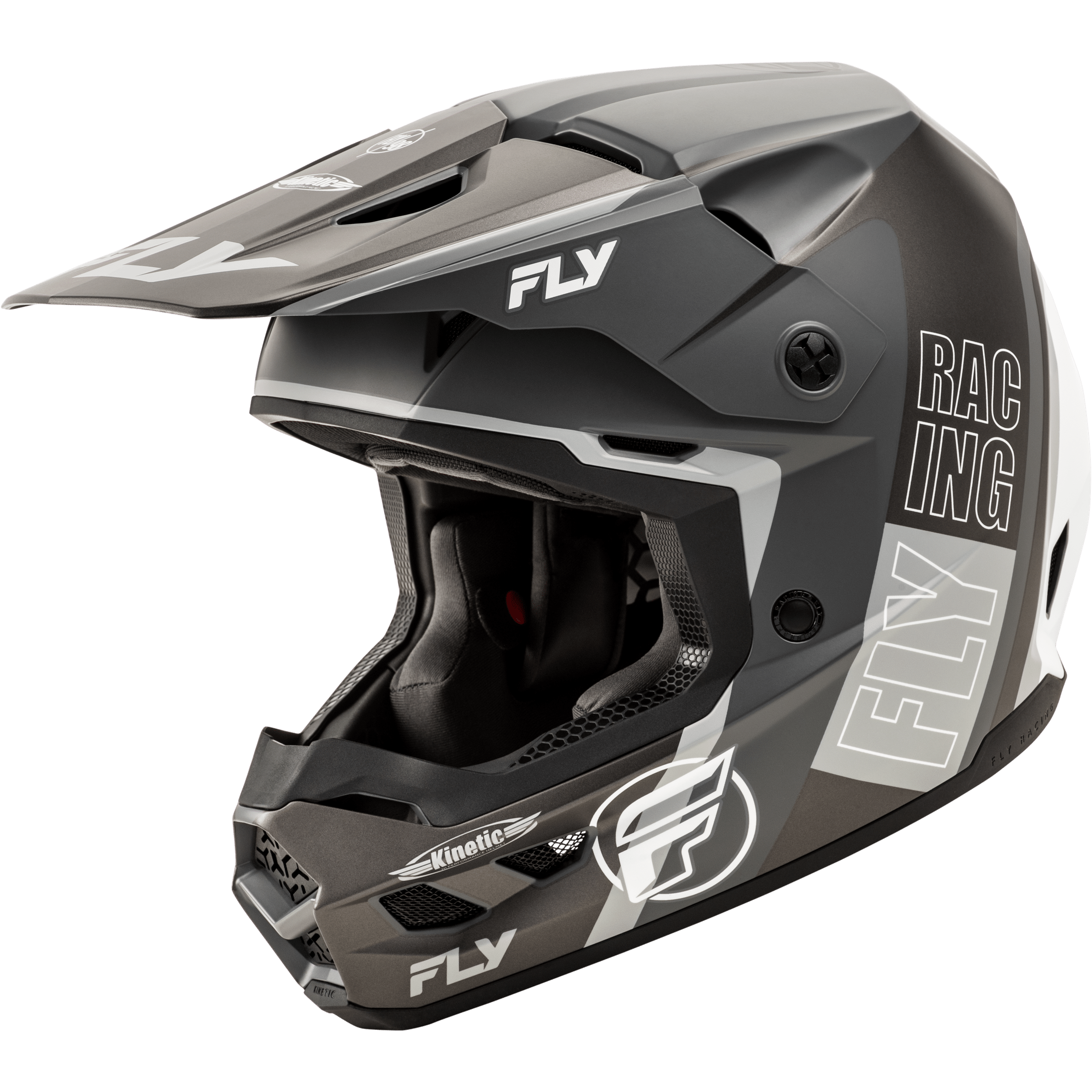 FLY RACING KINETIC RALLY HELMET MATTE GREY/BLACK/WHITE XS