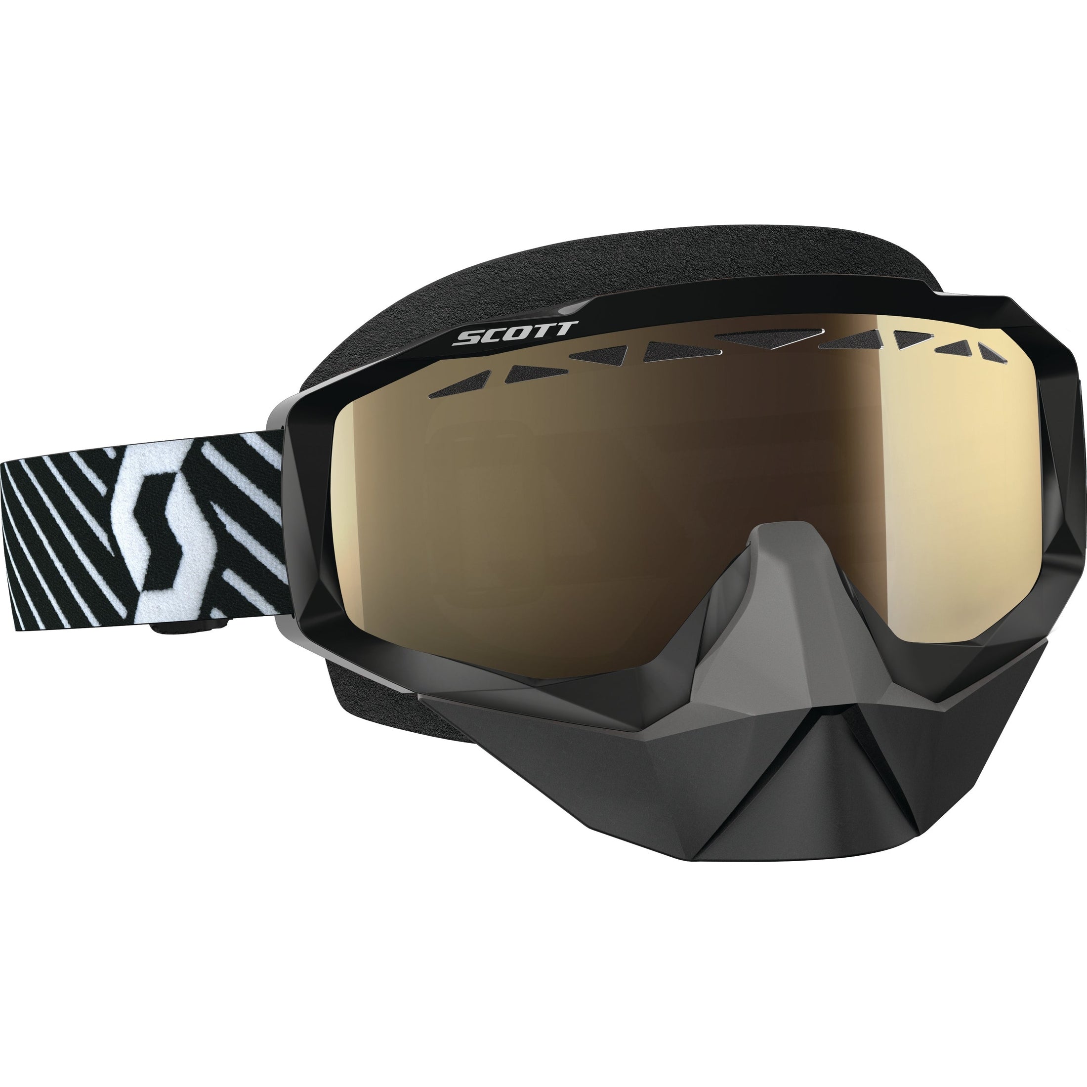 SCOTT GOGGLE HUSTLE SNOW BLACK/WHITE W/BRONZ CHROME LENS