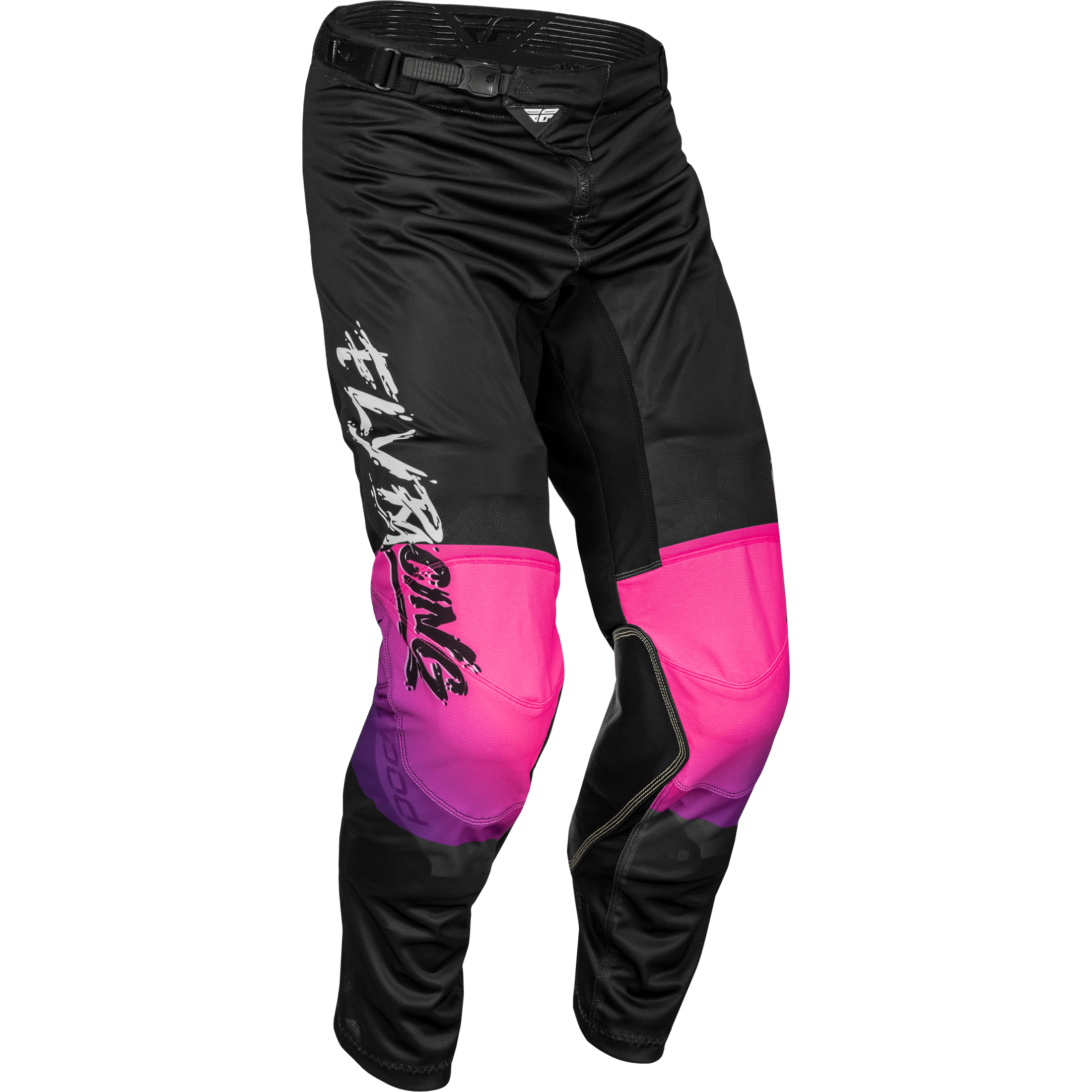 FLY RACING YOUTH KINETIC MESH KHAOS PANTS BLACK/PURPLE/PINK SZ 22