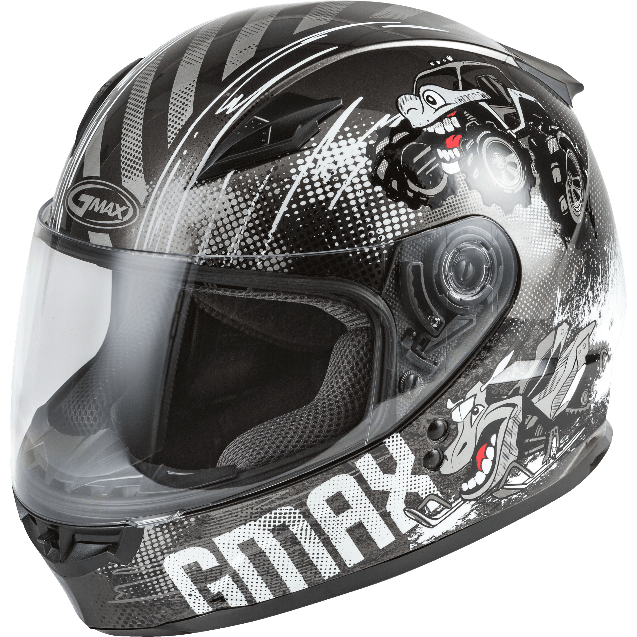 GMAX YOUTH GM-49Y BEASTS FULL-FACE HELMET DARK SILVER/BLACK YS