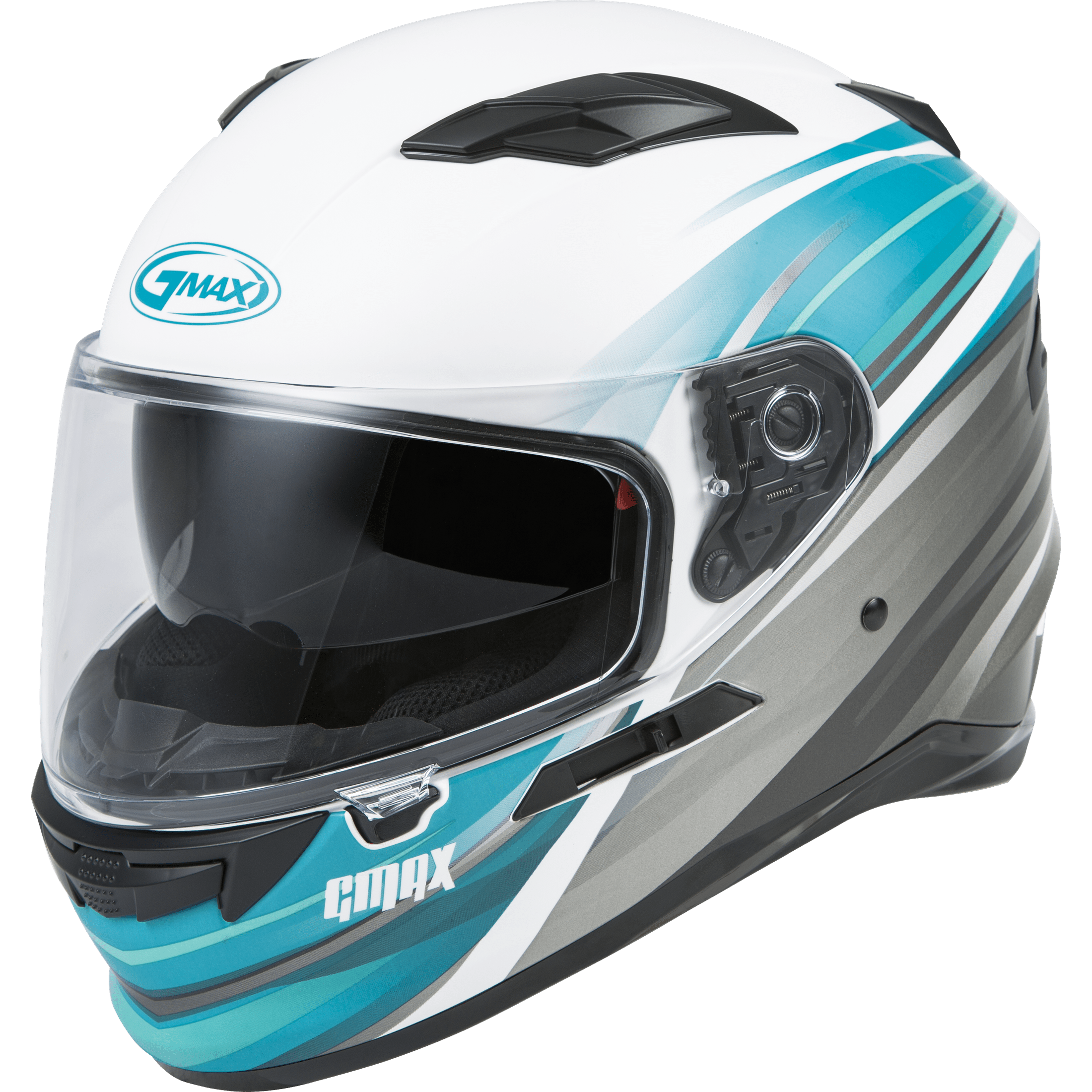 GMAX FF-98 FULL-FACE OSMOSIS HELMET MATTE WHT/TEAL/GREY XS