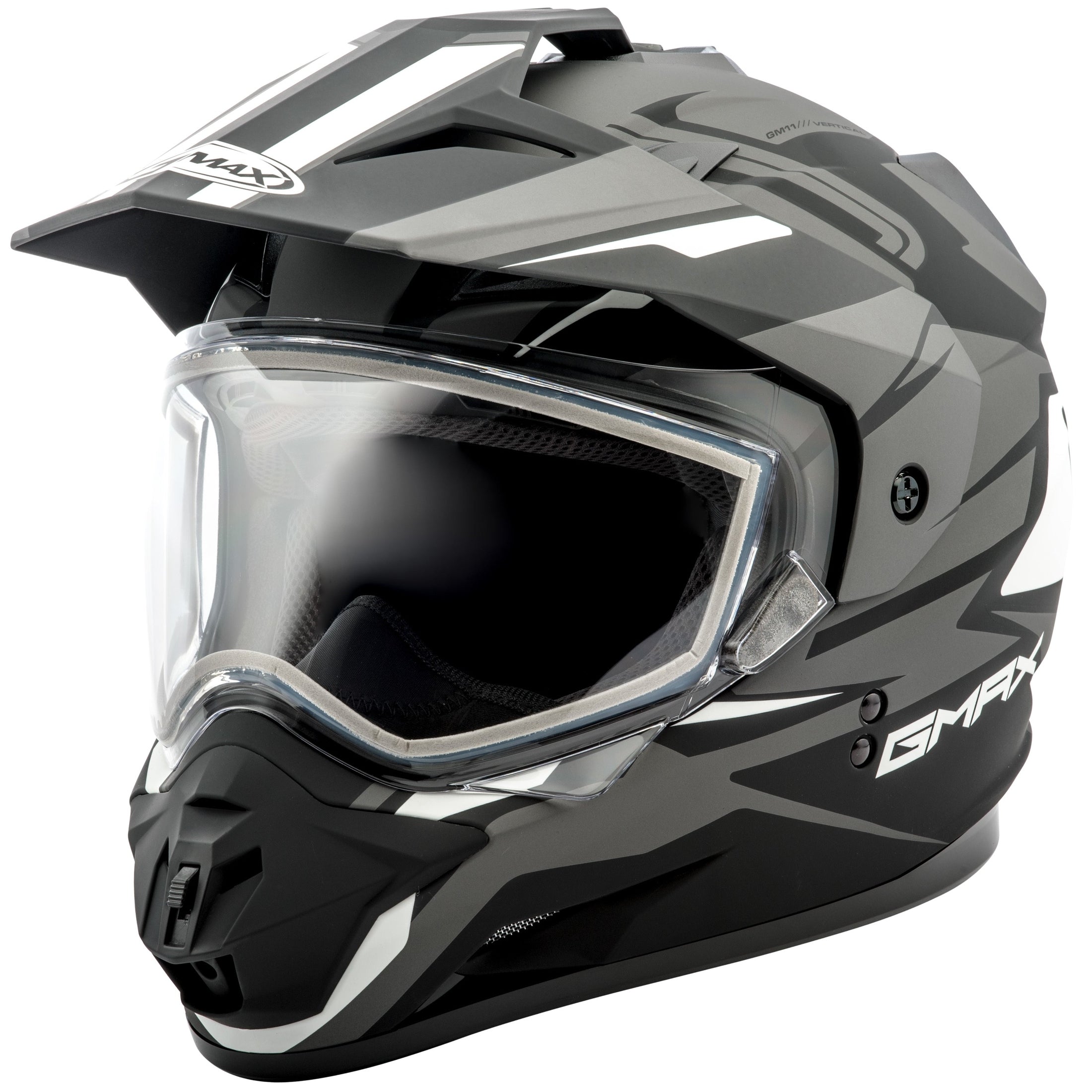 GMAX GM-11S DUAL-SPORT VERTICAL SNOW HELMET MATTE BLK/SIL LG