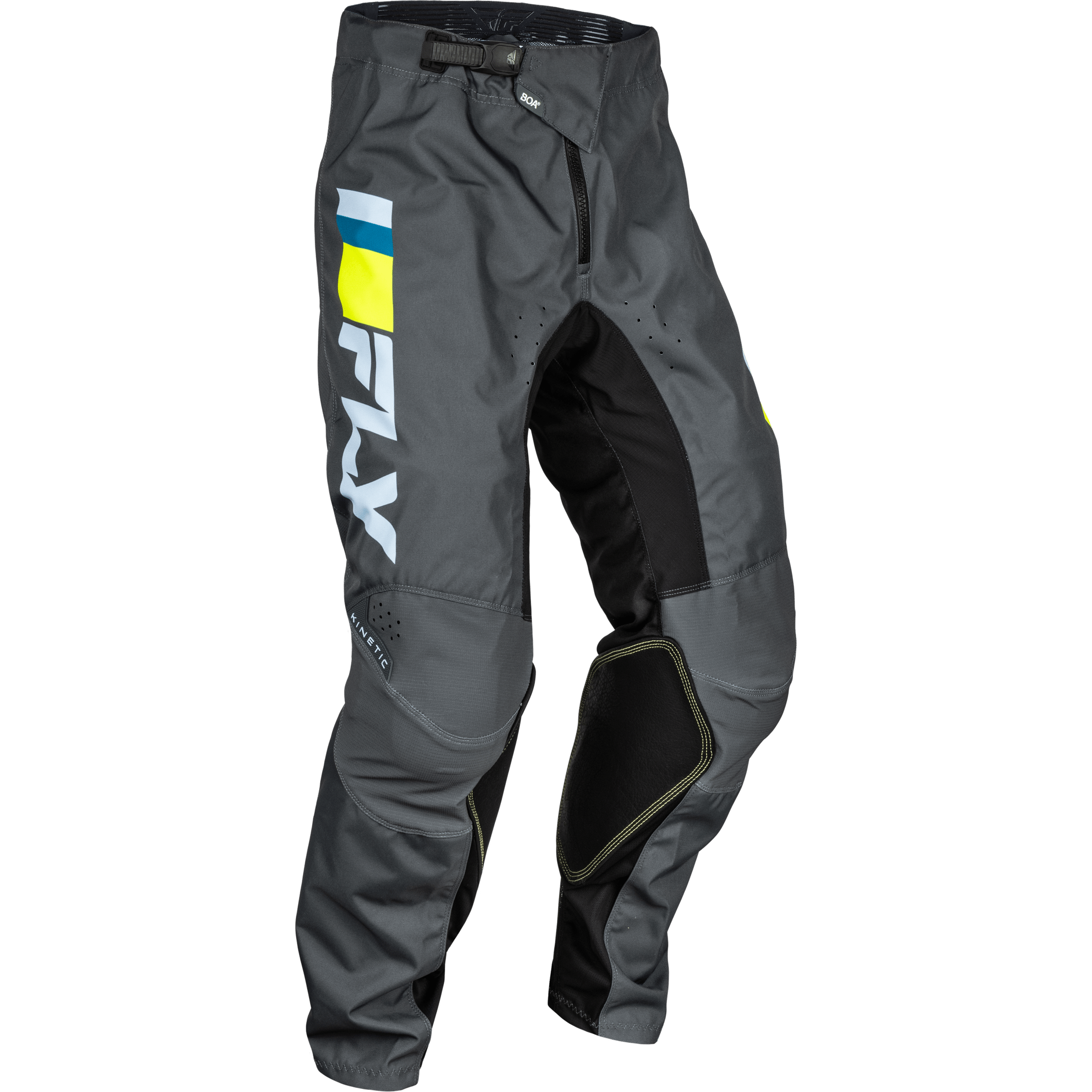FLY RACING KINETIC PRIX PANTS ICE GREY/CHARCOAL/HI-VIS SZ 40