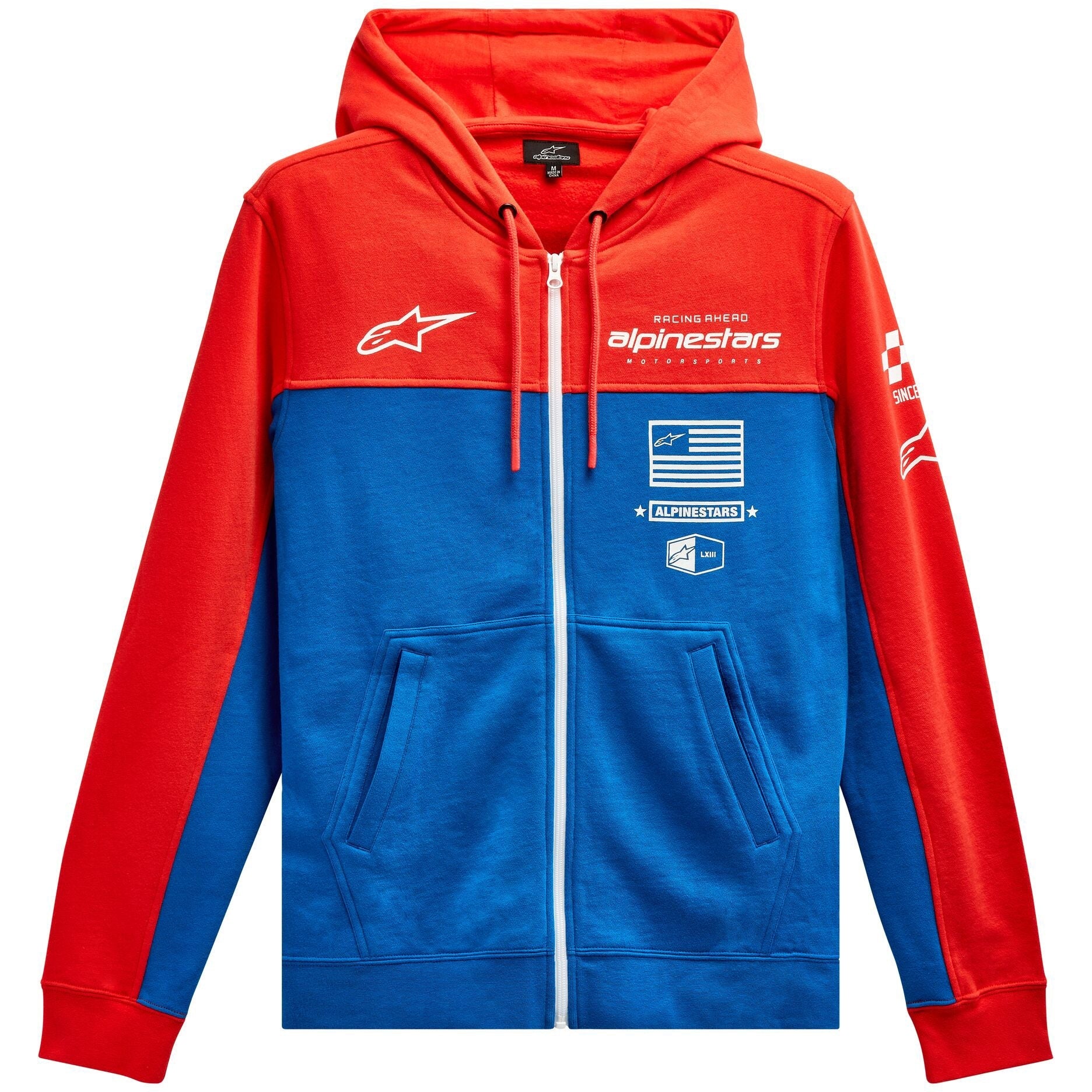 ALPINESTARS H BLOCK HOODIE WRM RD/BRGHT BL LG