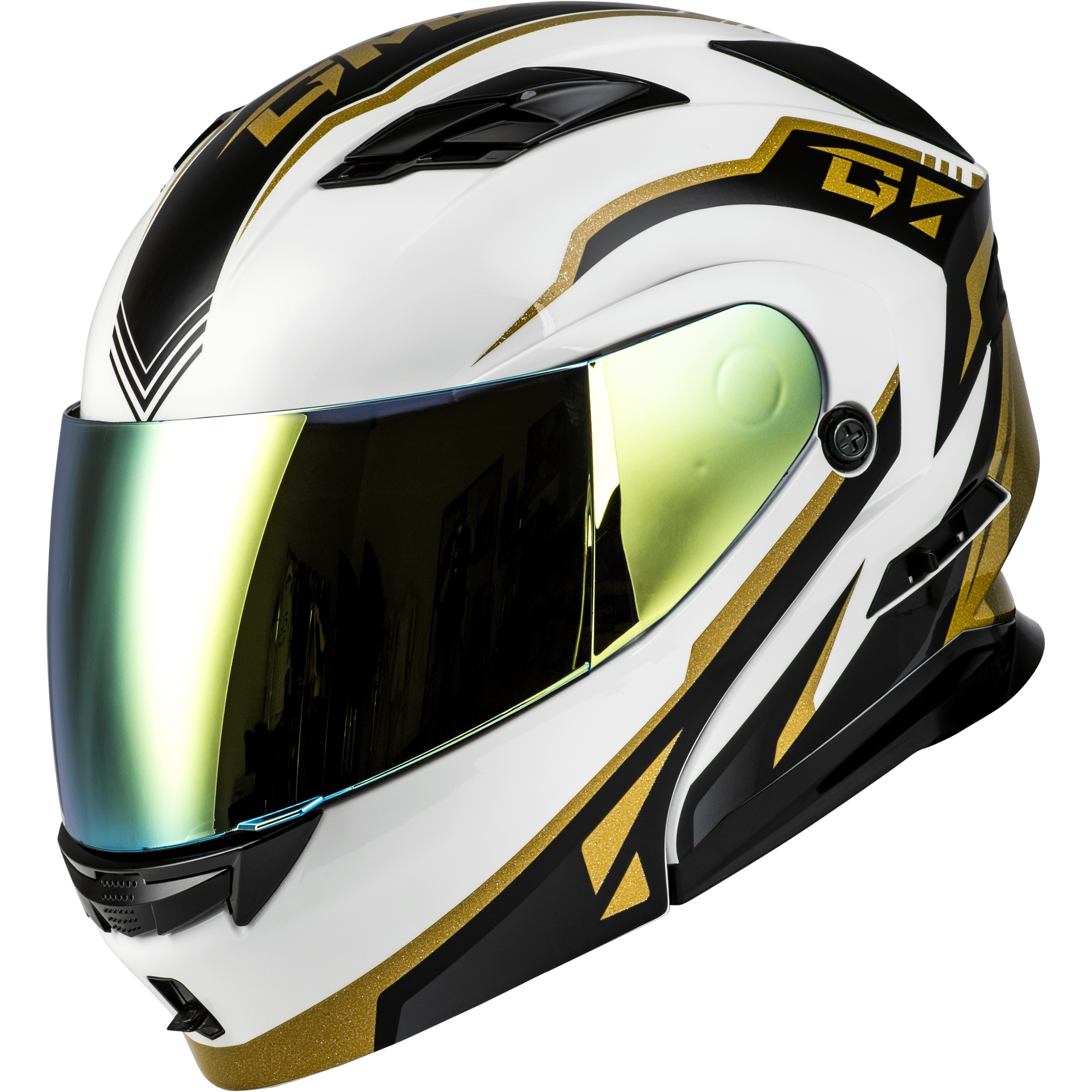GMAX MD-01 VOLTA HELMET WHITE/GOLD/BLACK METALLIC XL