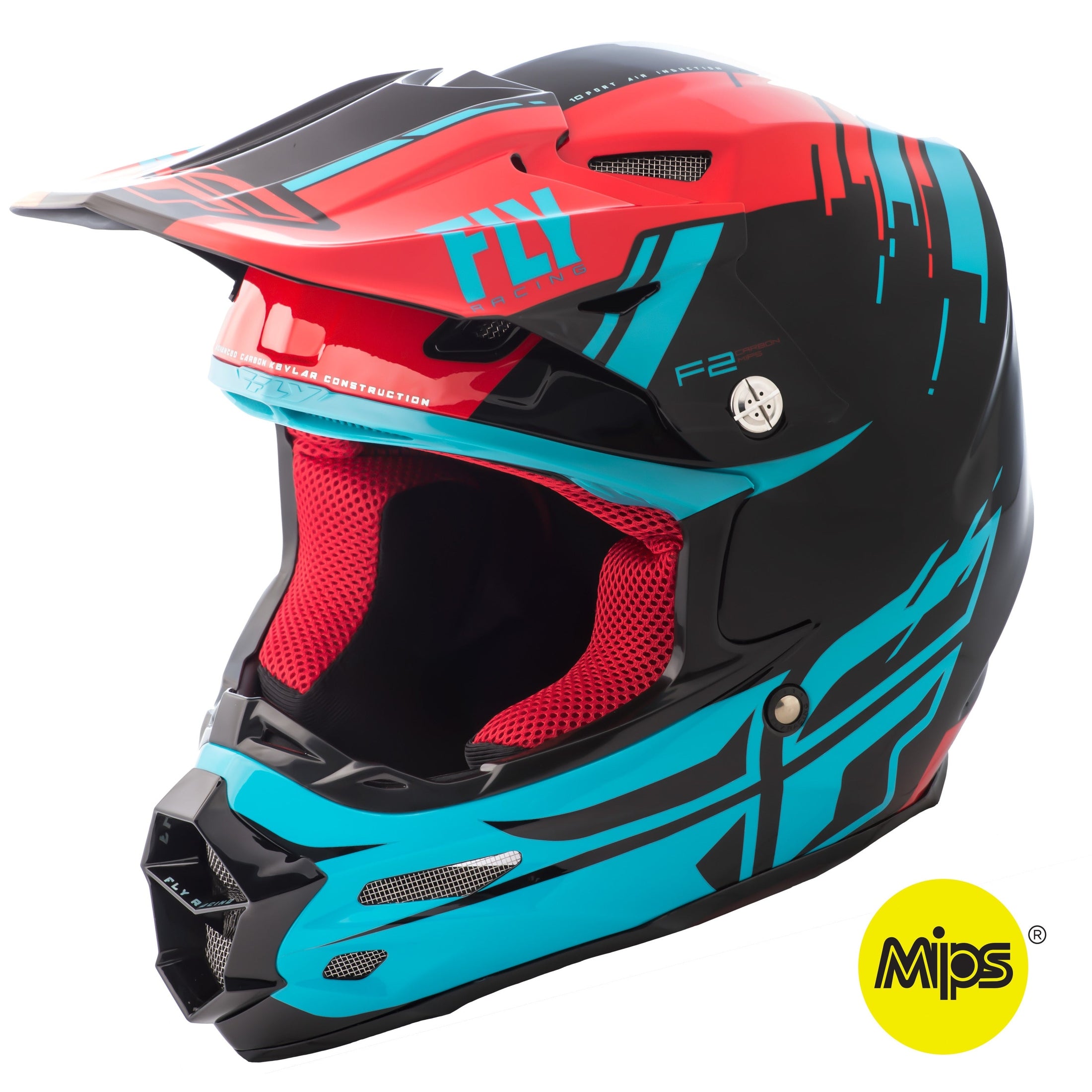 FLY RACING F2 CARBON FORGE HELMET RED/BLUE/BLACK XS