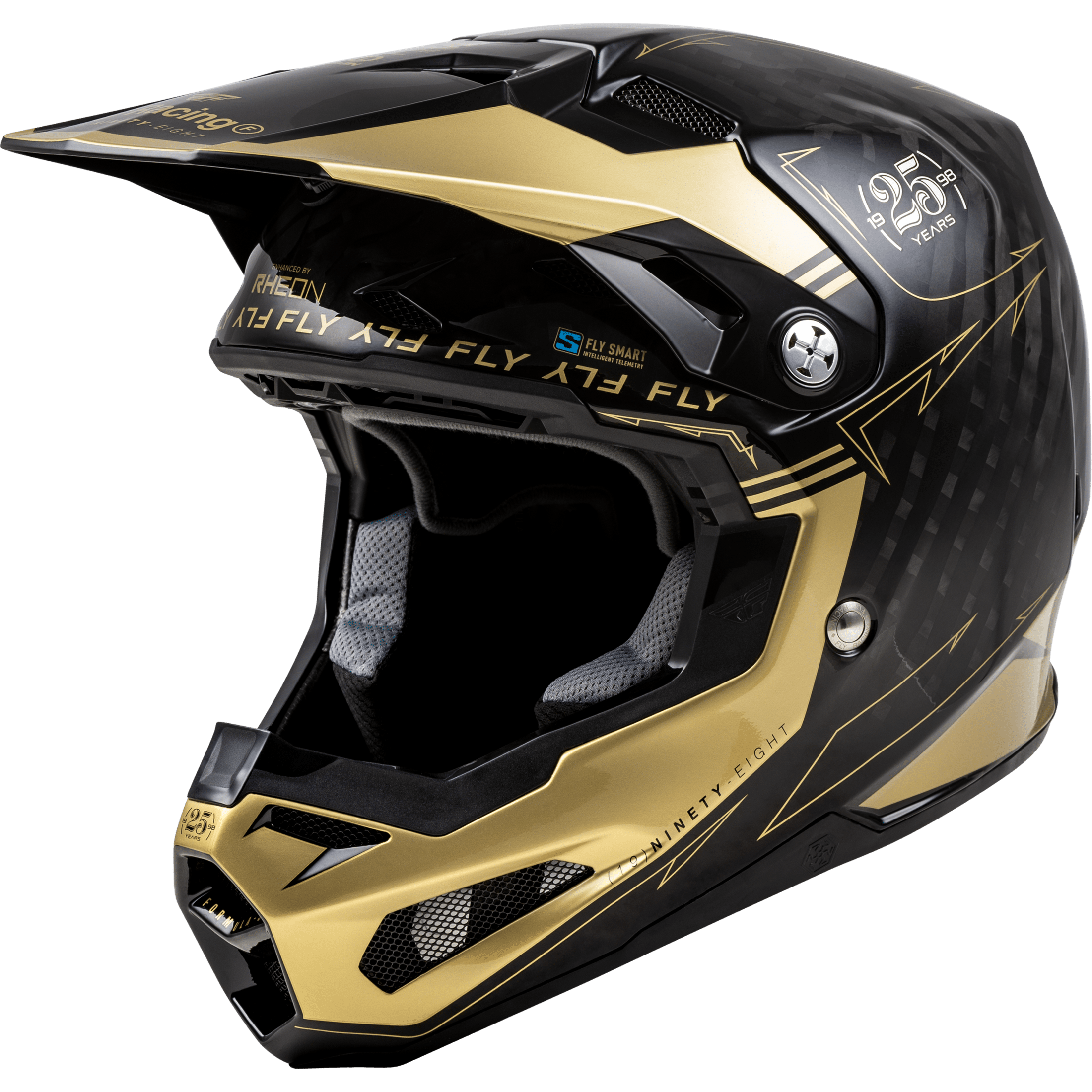 FLY RACING YOUTH FORMULA S CARBON LEGACY HELMET BLACK/GOLD YL