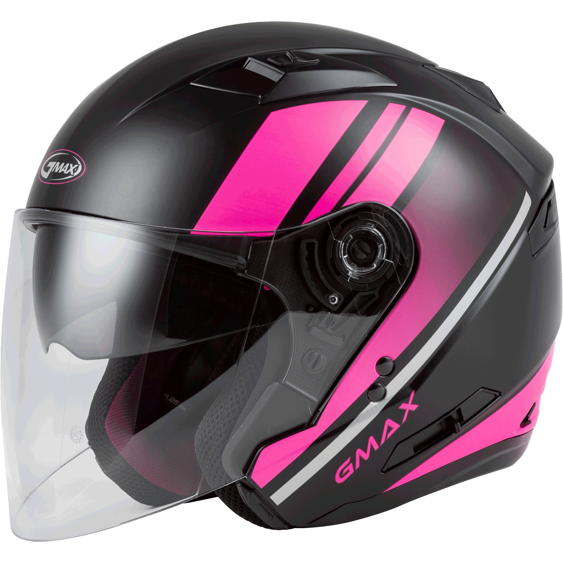 GMAX OF-77 OPEN-FACE REFORM HELMET MATTE BLACK/PINK/SILVER SM