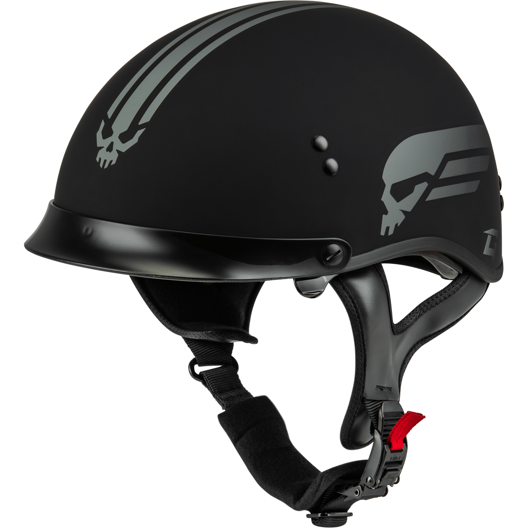 GMAX HH-65 RETRIBUTION HELMET W/PEAK MATTE BLACK/SILVER 2X