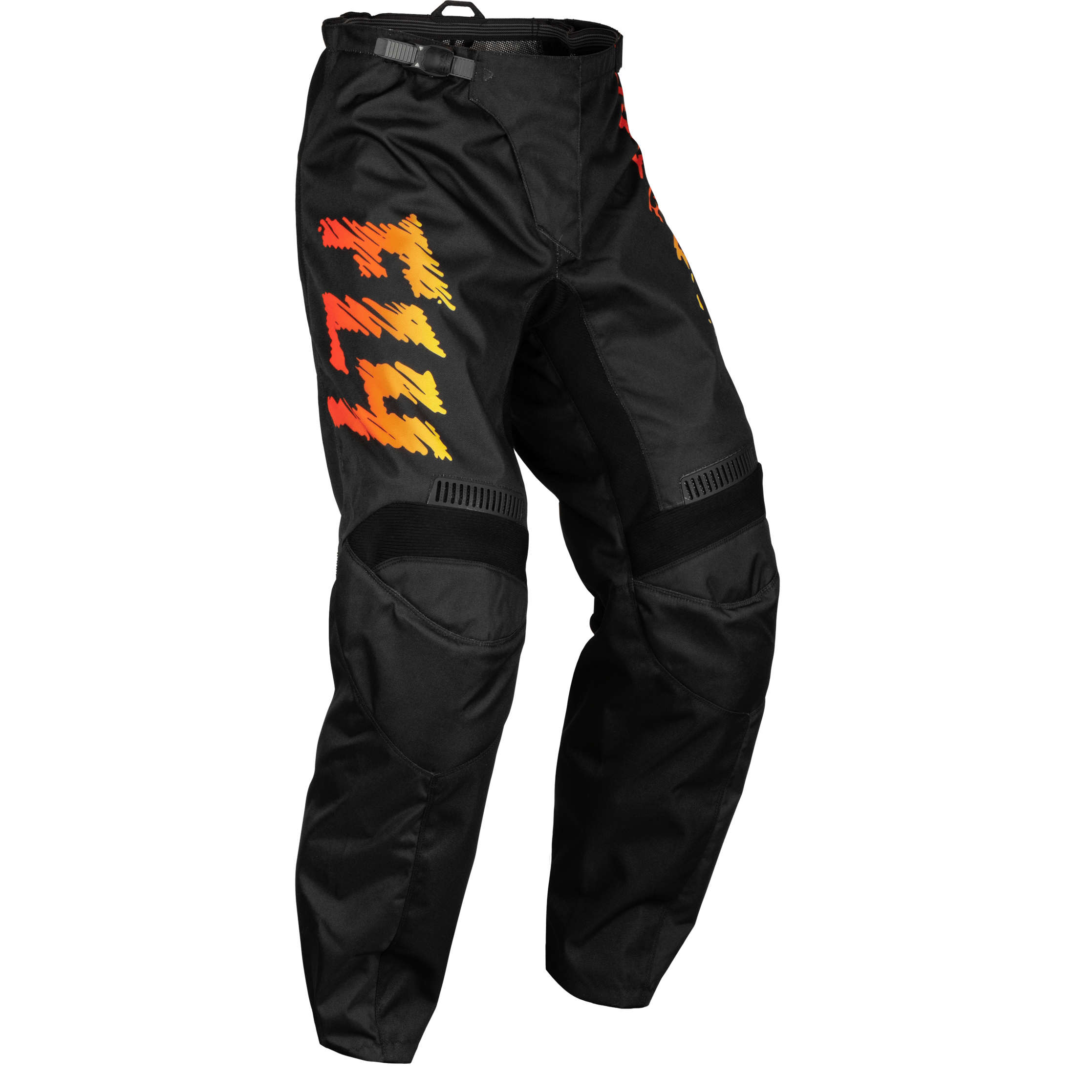FLY RACING YOUTH F-16 PANTS BLACK/YELLOW/ORANGE SZ 20