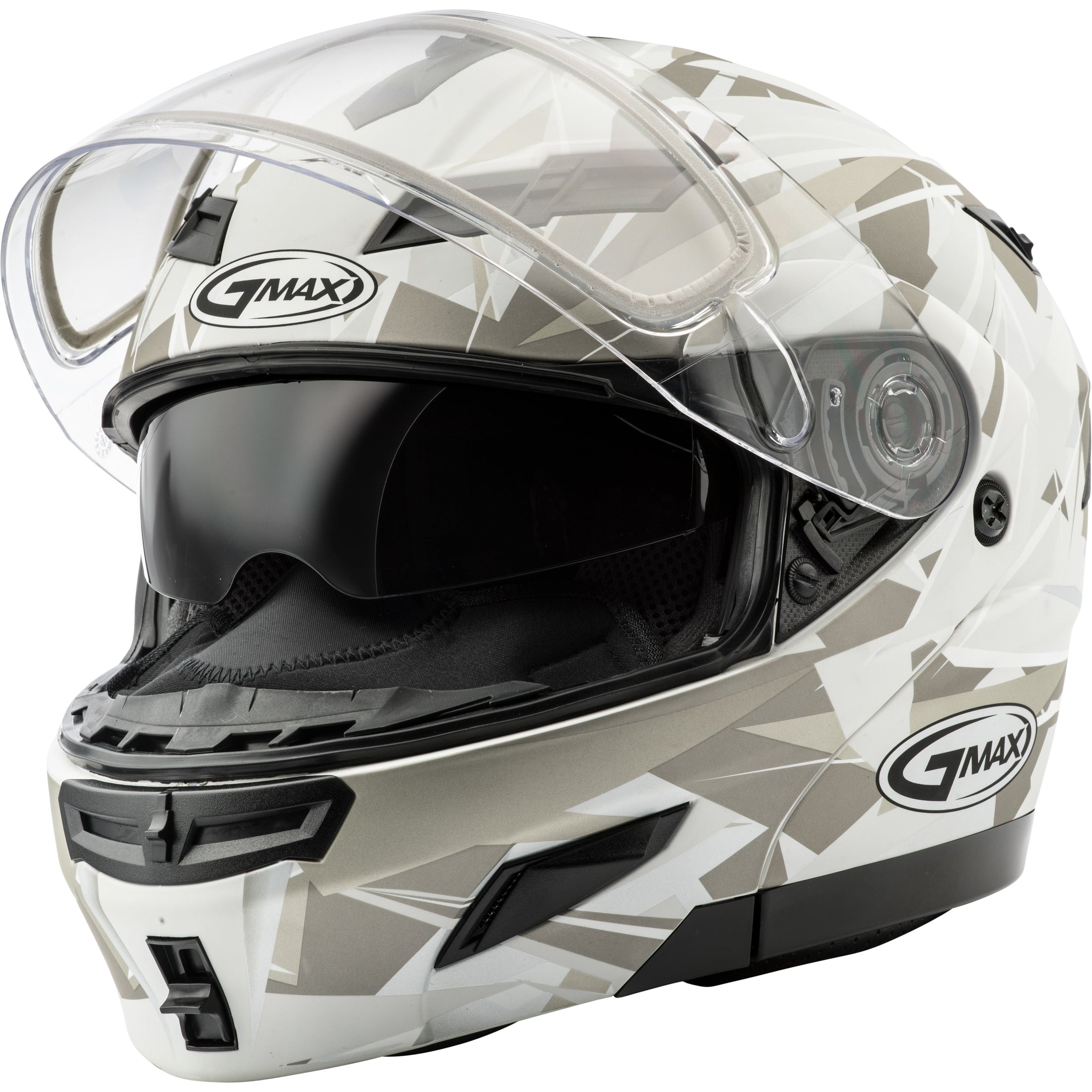 GMAX GM-54S MODULAR SCRIBE SNOW HELMET MATTE WHITE/GREY LG