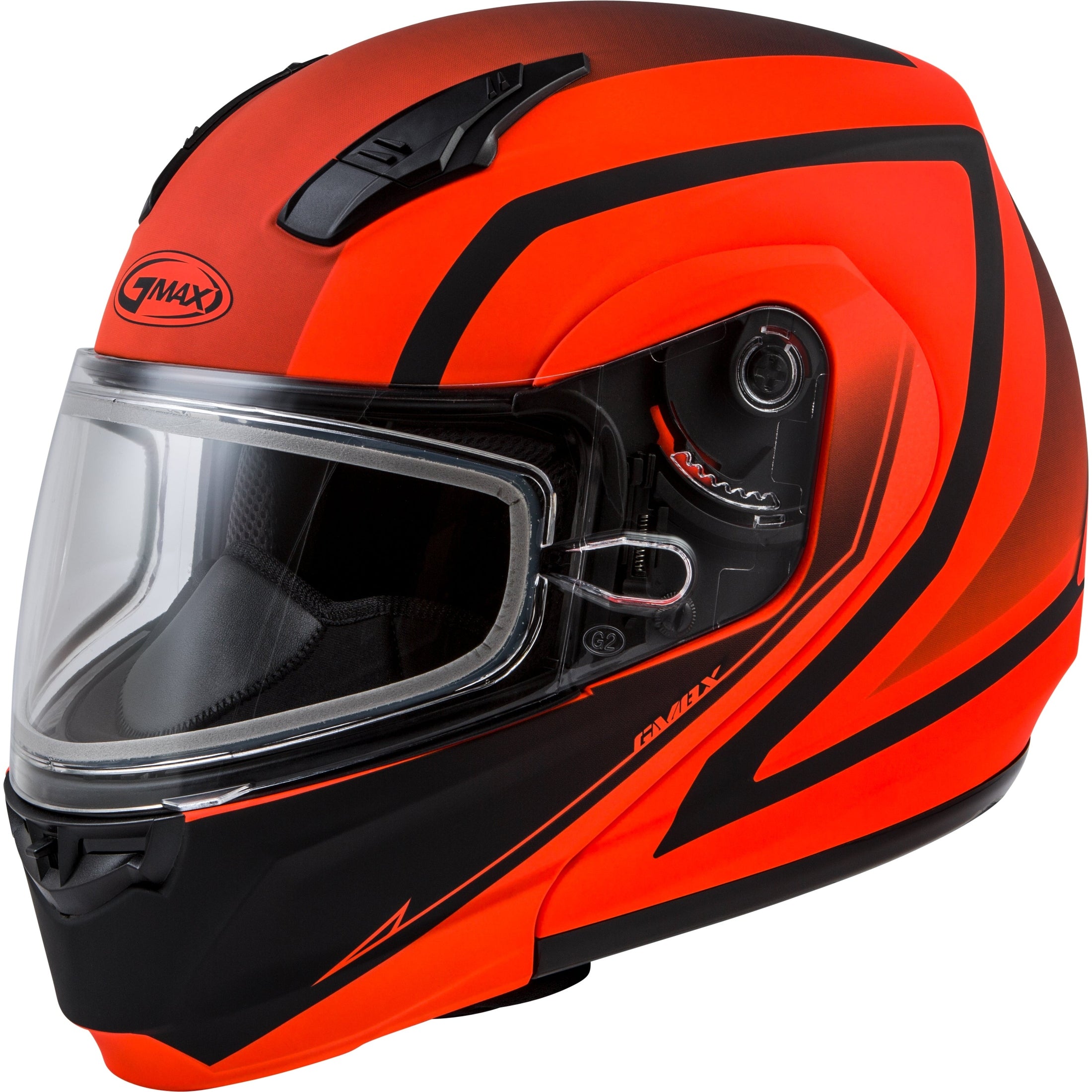 GMAX MD-04S MODULAR DOCKET SNOW HELMET MATTE NEON ORG/BLK SM