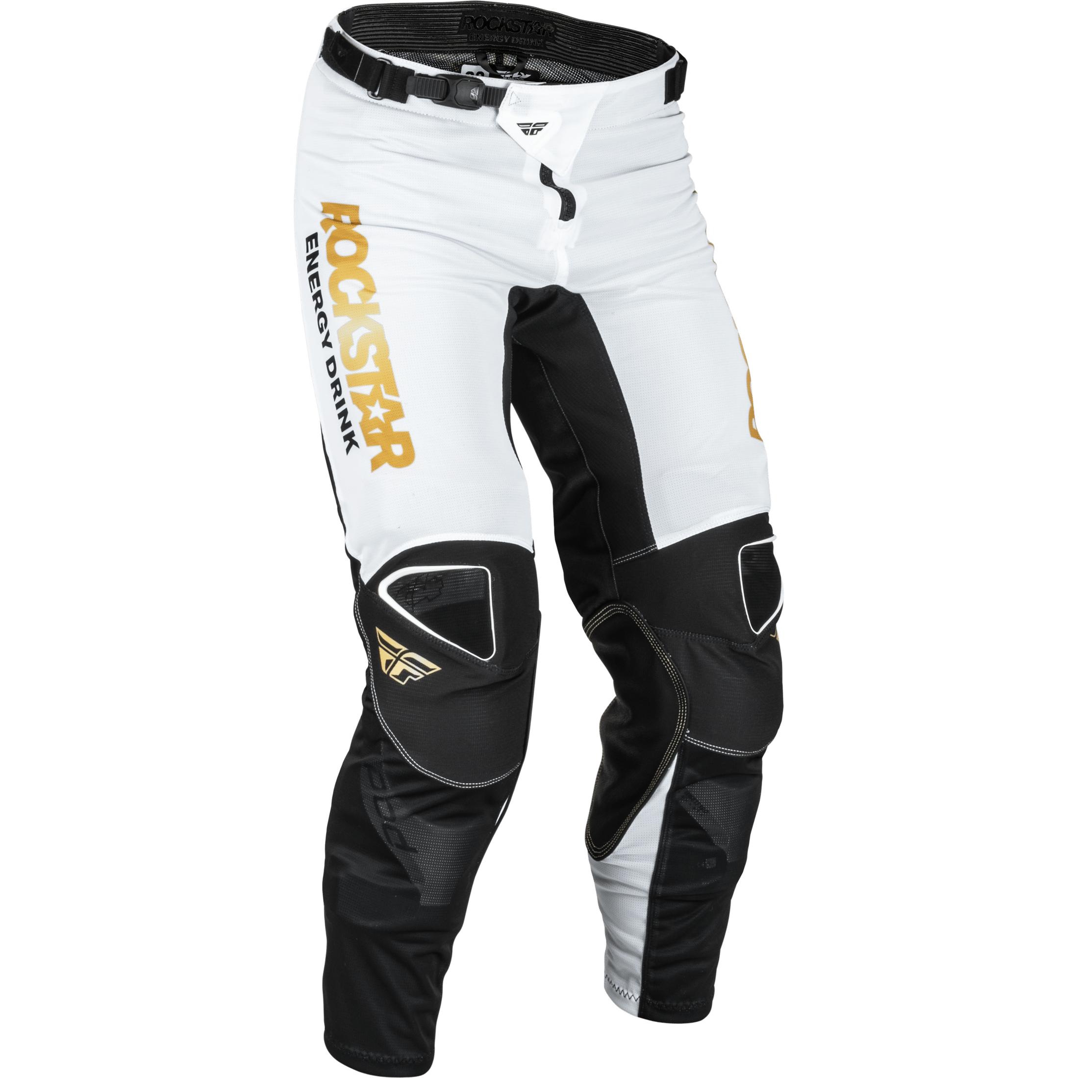 FLY RACING KINETIC ROCKSTAR MESH PANTS WHITE/BLACK/GOLD SZ 40