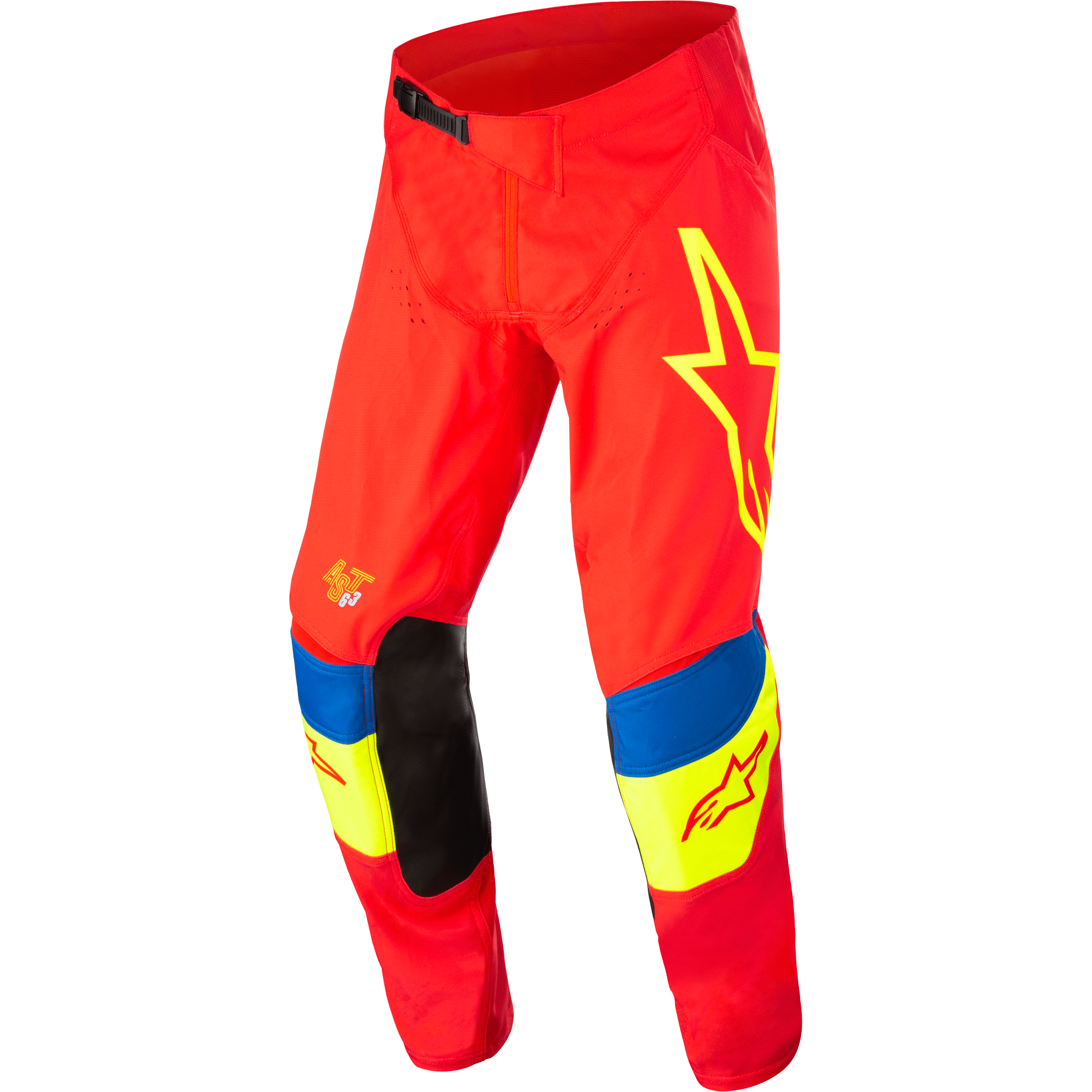 ALPINESTARS TECHSTAR QUADRO PANTS BRIGHT RED/YLW FLUO/BLUE SZ 32