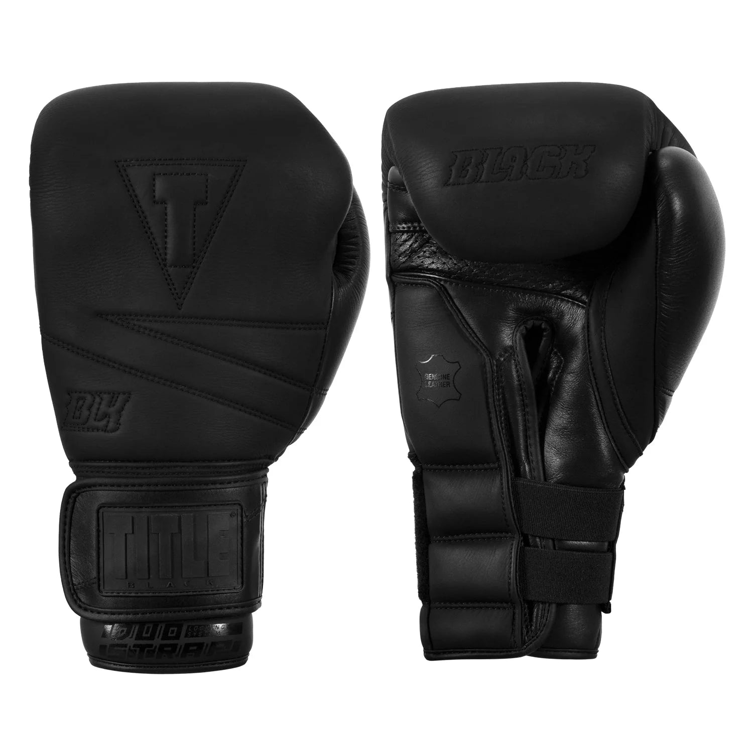 Boxing Gloves Title Black Bolstered Leather Bag - 16 OZ