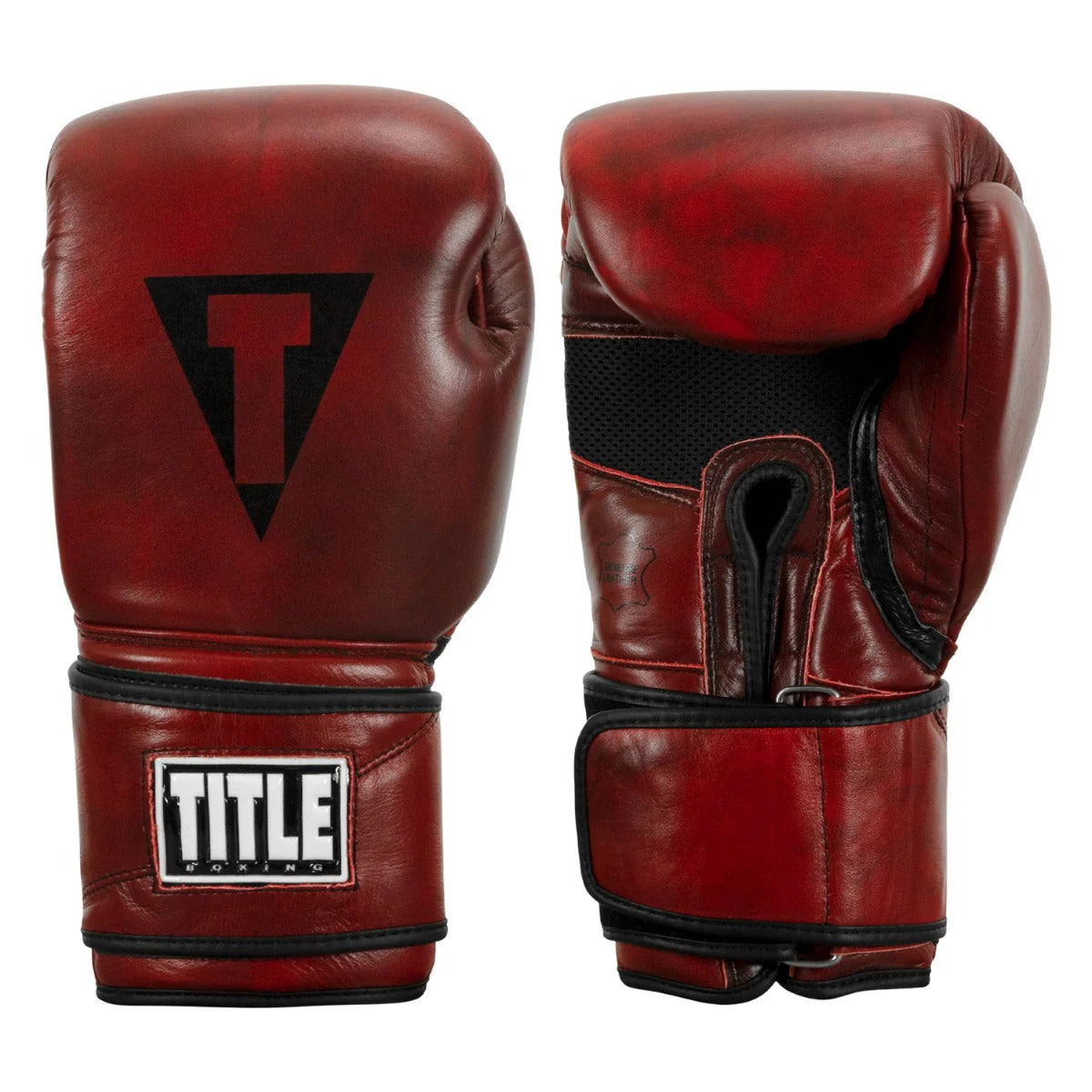 Boxing Gloves Title Blood Red Leather Bag Red - 14 OZ