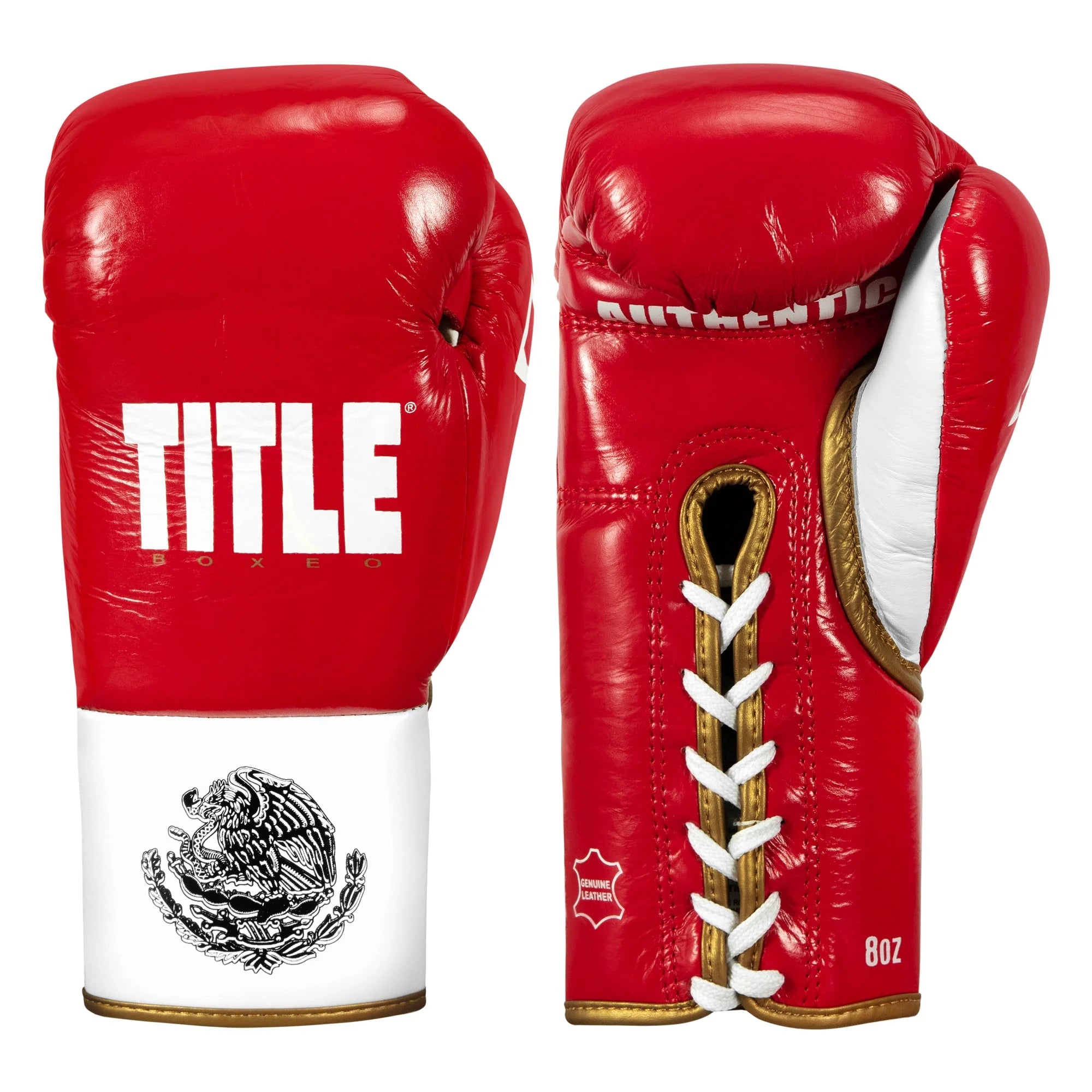 Boxing Gloves Title Boxeo Pro Fight Red/White/Gold - 10 OZ