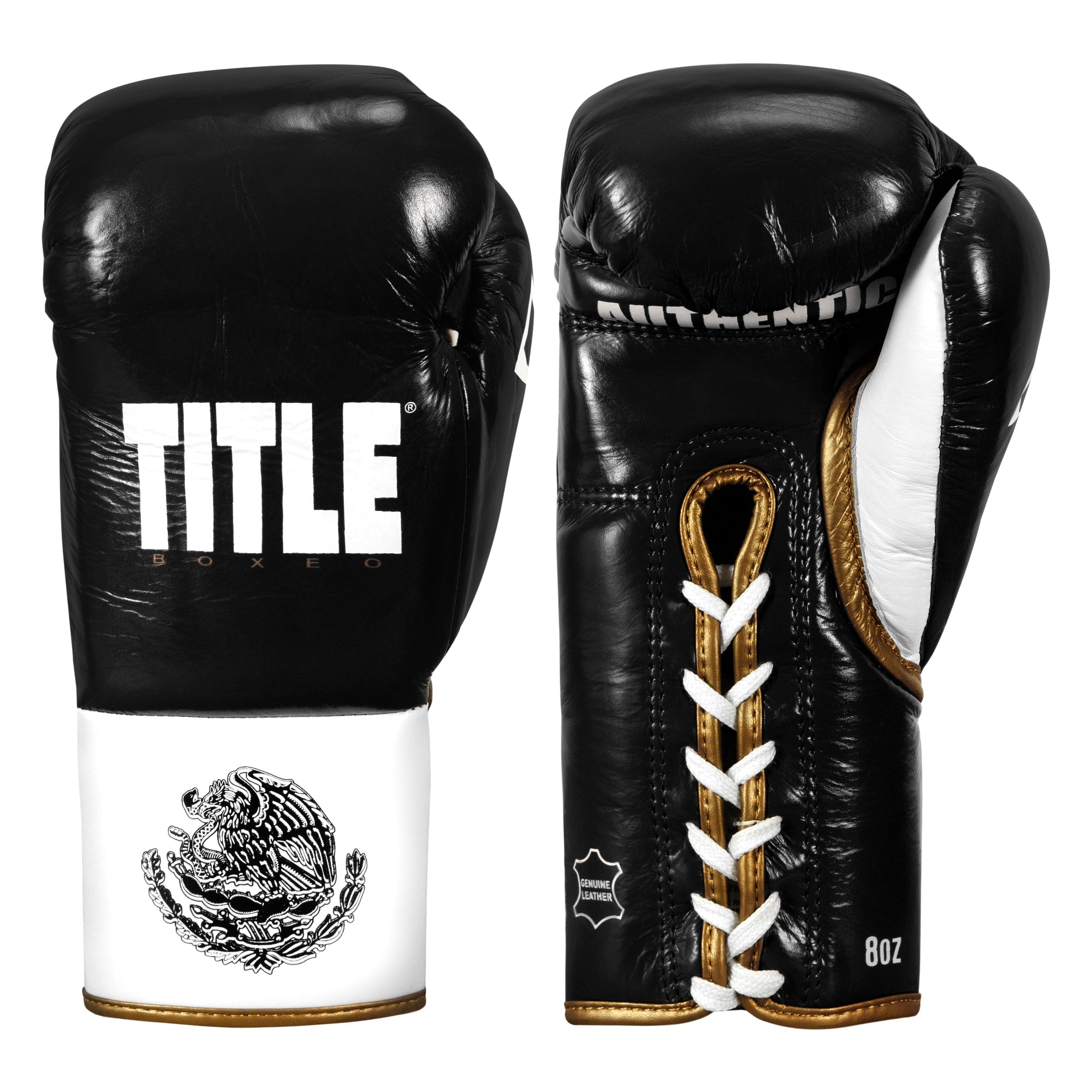Boxing Gloves Title Boxeo Pro Fight Black/White/Gold - 8 OZ