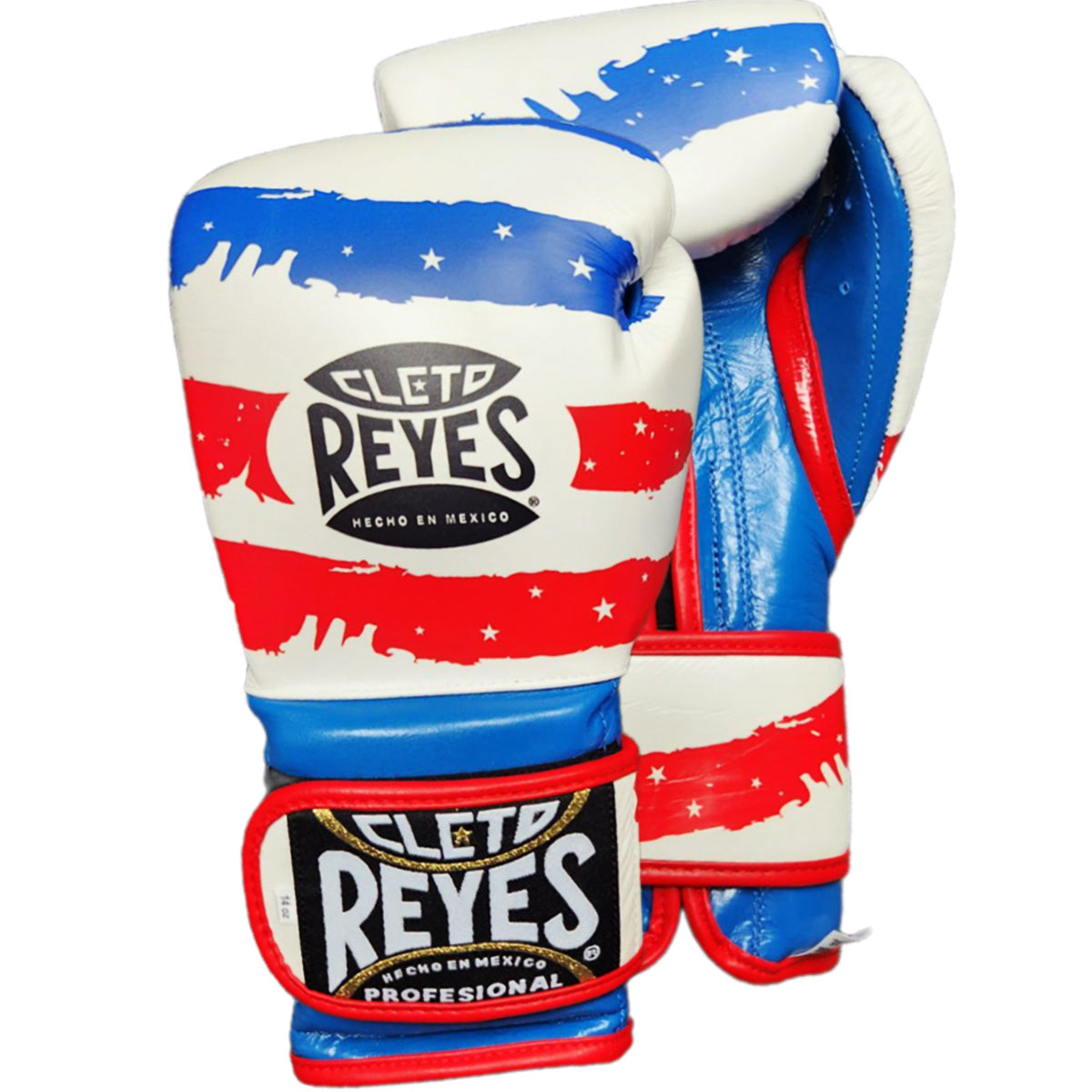 Boxing Gloves Cleto Reyes Hook Loop USA Flag White - 14 OZ