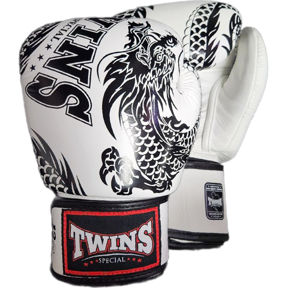 Boxing Gloves Twins Special FBGV-49 White Black Fancy - 10 OZ