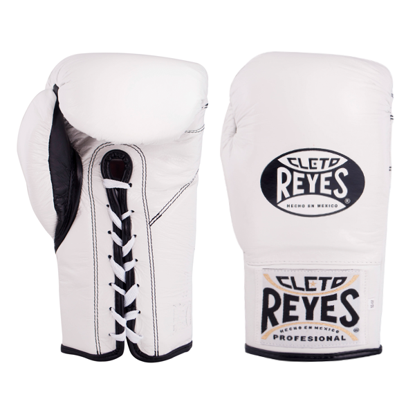 Boxing Gloves Cleto Reyes Official Safetec Lace-Up White - 8 OZ