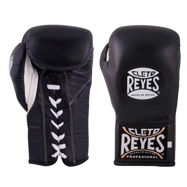 Boxing Gloves Cleto Reyes Official Safetec Lace-Up Black - 8 OZ