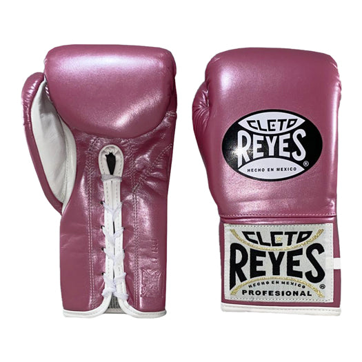 Boxing Gloves Cleto Reyes Official Safetec Lace-Up Pink - 10 OZ