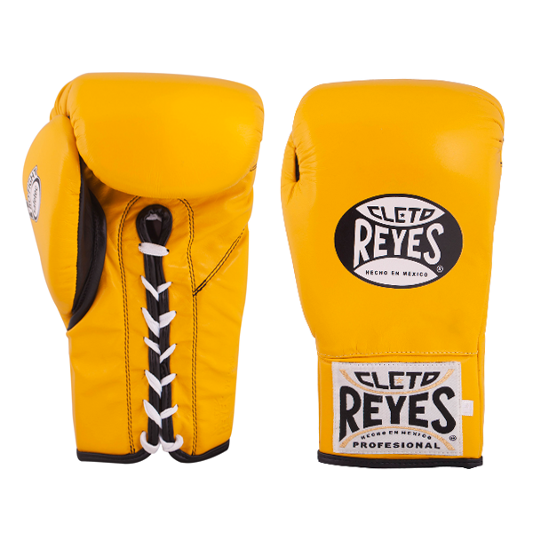 Boxing Gloves Cleto Reyes Official Safetec Lace-Up Brilliant Yellow - 10 OZ